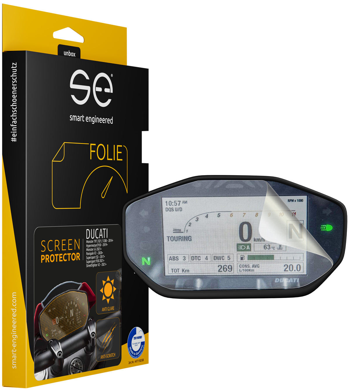 2x (klar & entspiegelt) se® Motorrad Displayschutzfolie