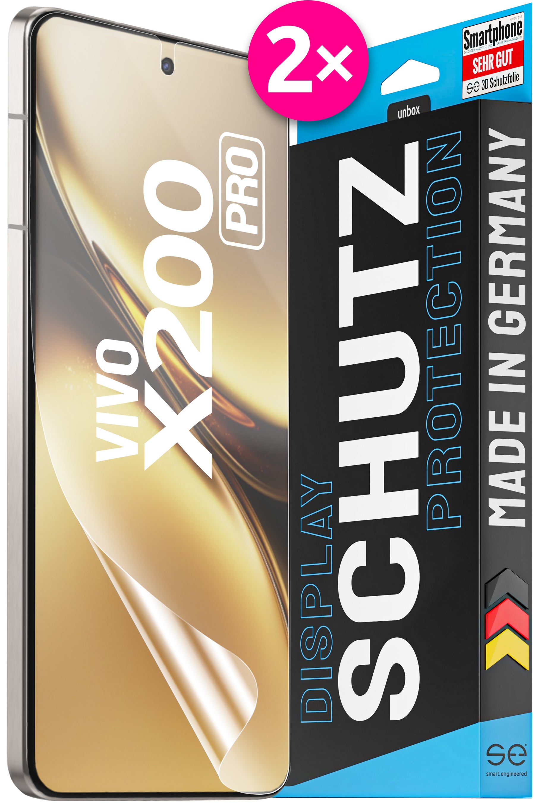 2x se® 3D Schutzfolie für das Vivo X200 Pro (Transparent ,Matt oder Privacy)
