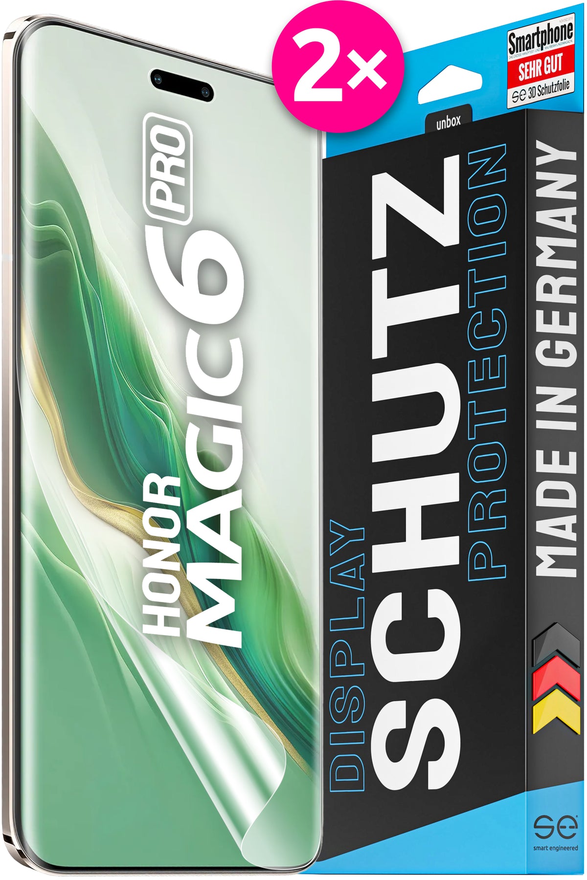 2x 3D protective film for the HONOR Magic 6 series (transparent or matte)