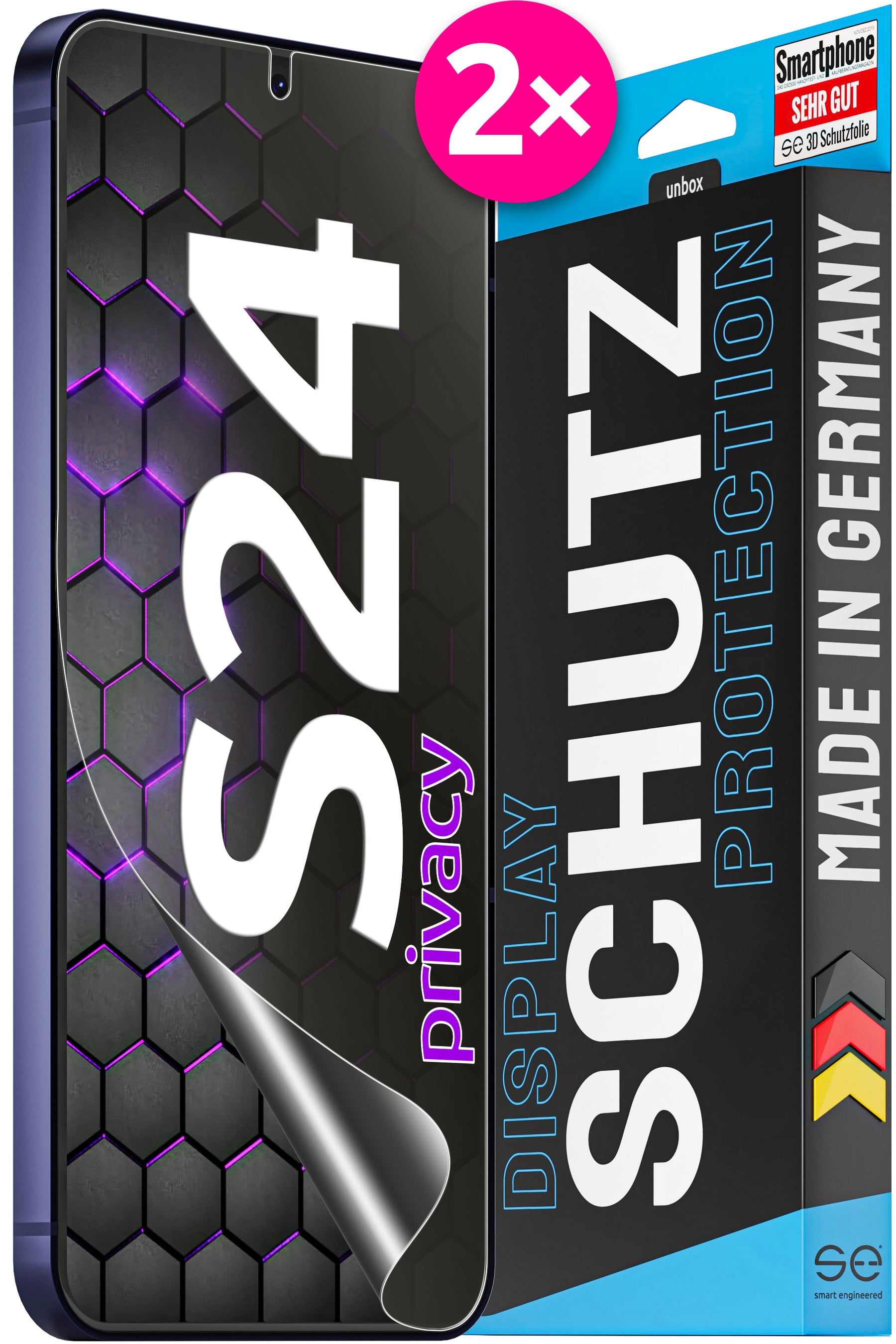 2x 3D Schutzfolie für die Samsung Galaxy S24 Serie (Transparent, Matt oder Privacy)