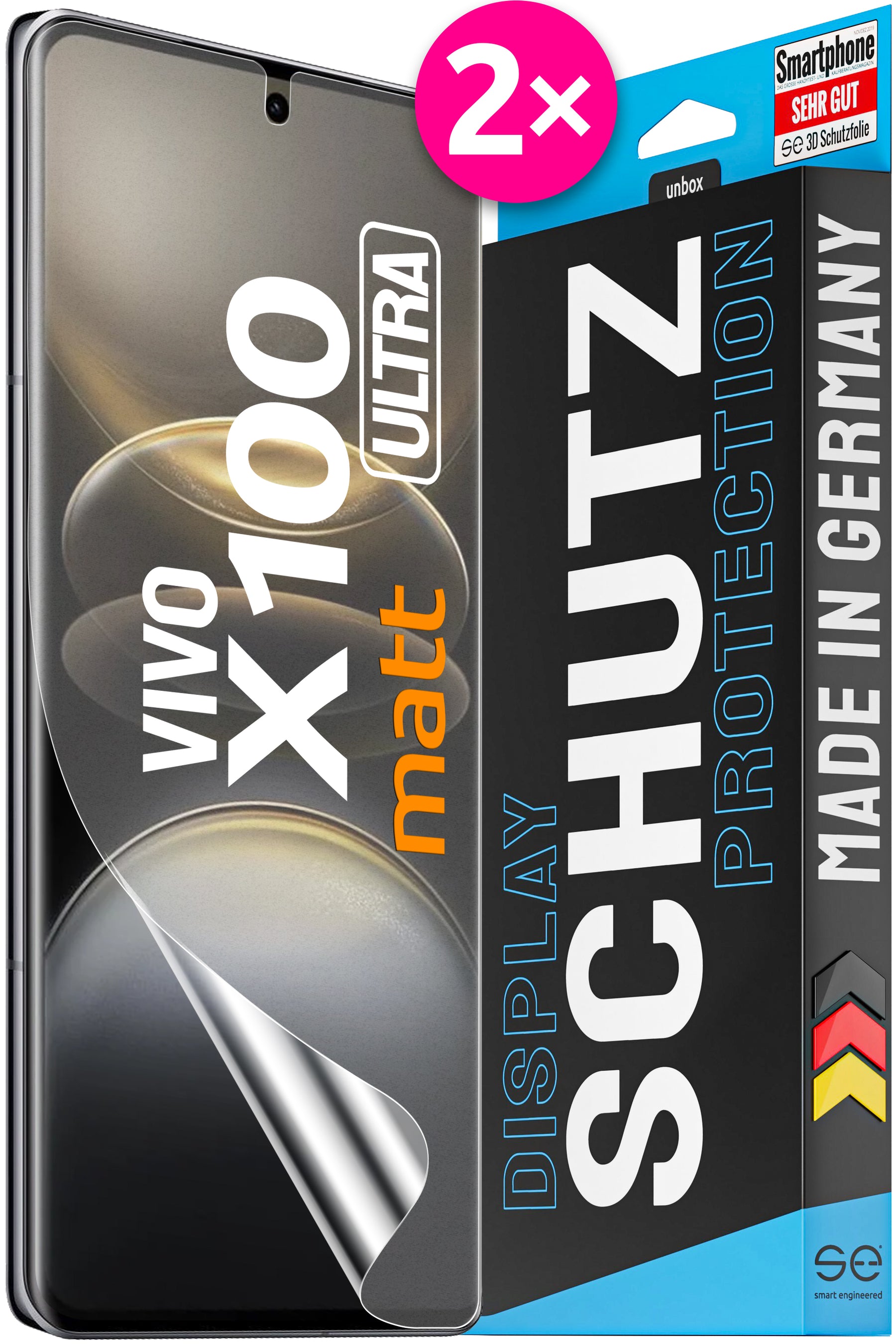 2x se® 3D Screen Protector for the Vivo X100 Series (Transparent, Matte or Privacy)