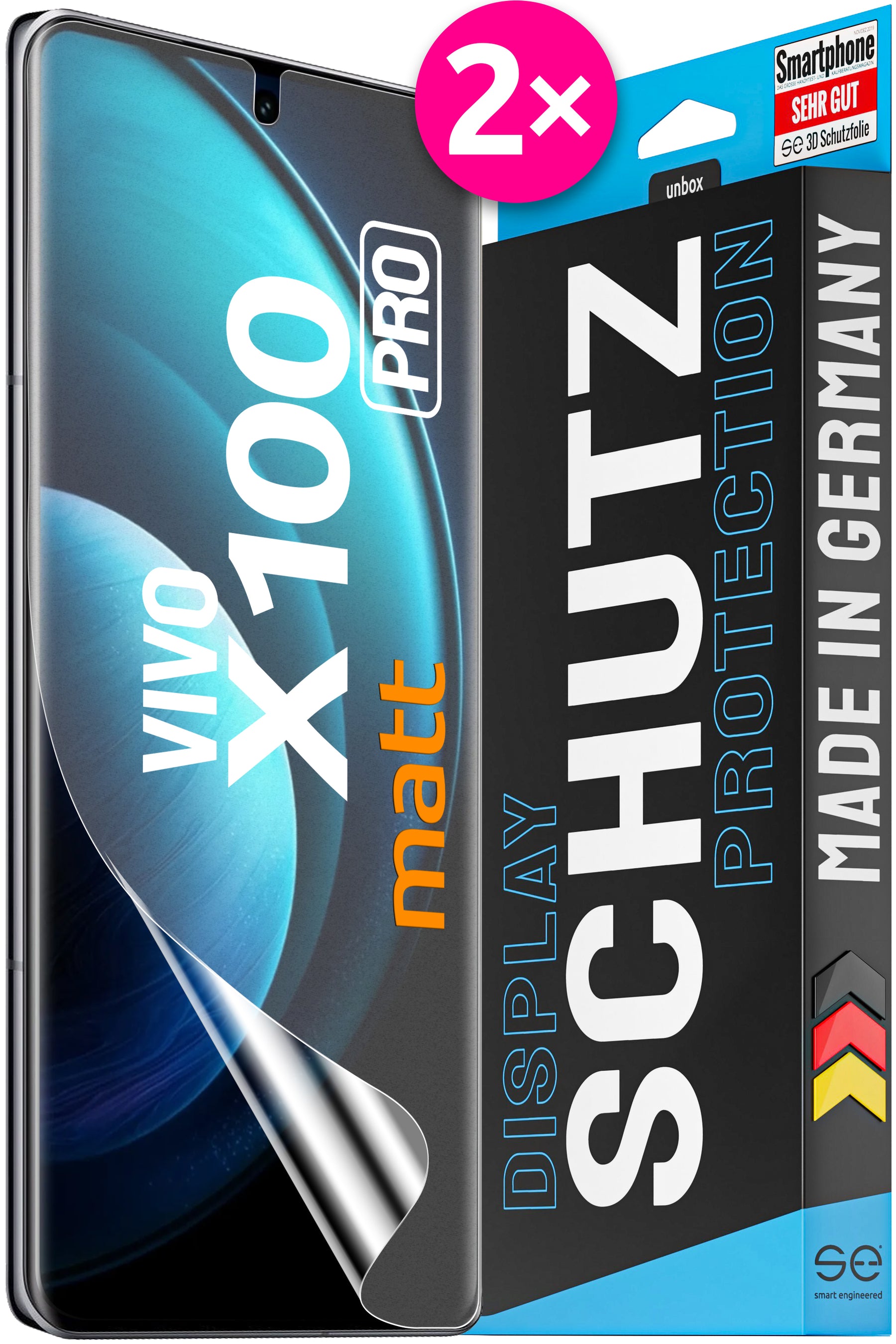 2x se® 3D Screen Protector for the Vivo X100 Series (Transparent, Matte or Privacy)