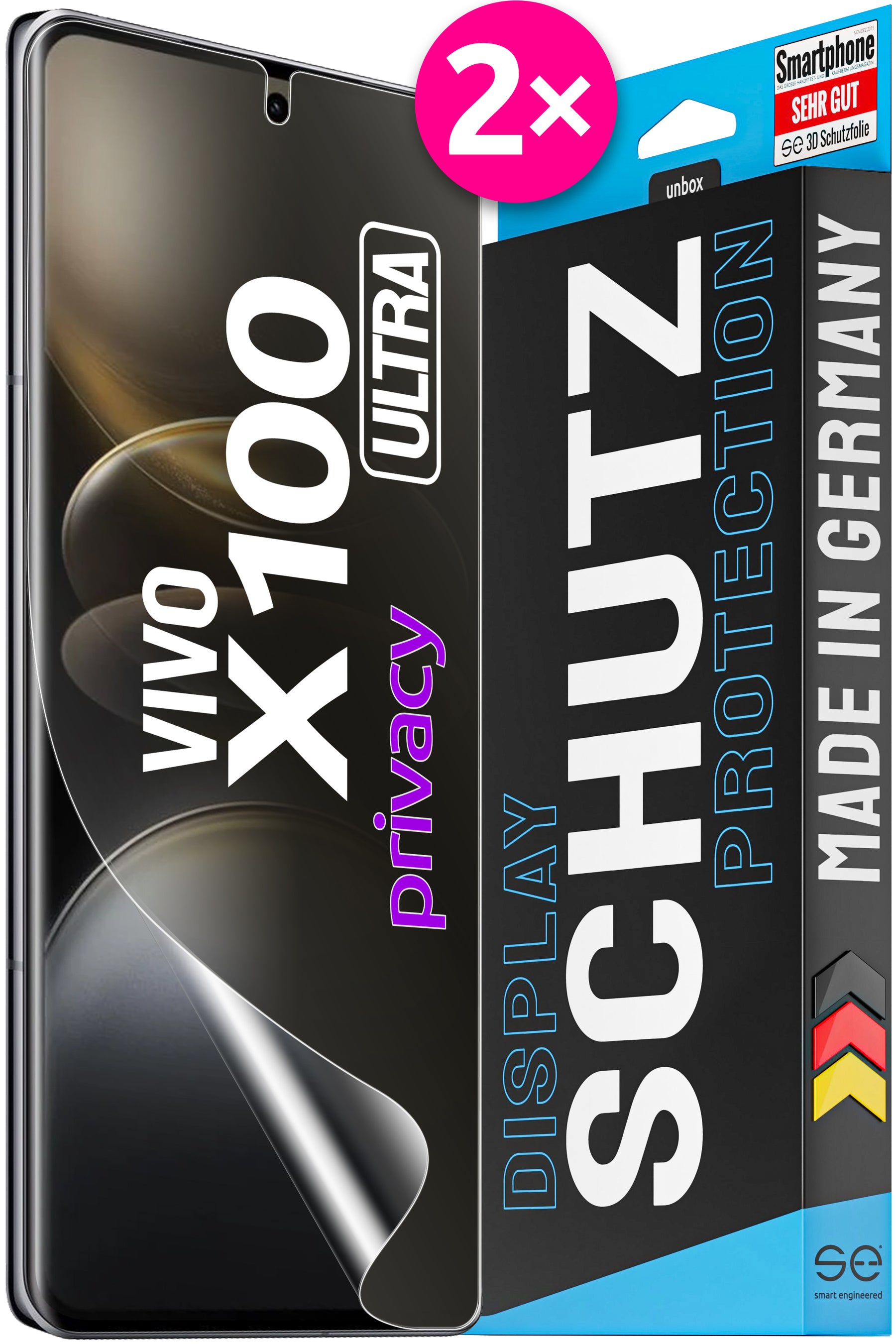 2x se® 3D Screen Protector for the Vivo X100 Series (Transparent, Matte or Privacy)