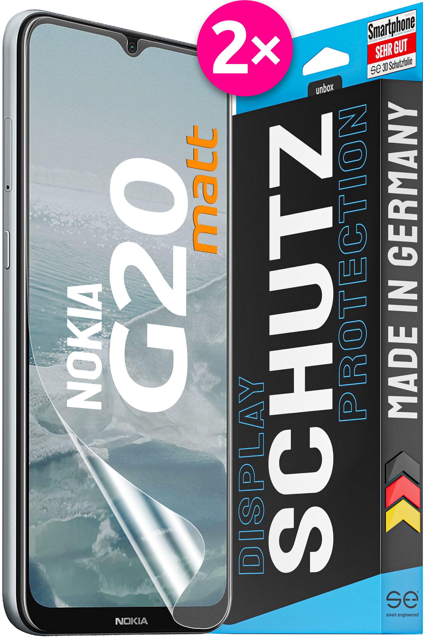 2x se® 3D Screen Protector for the Nokia G20 (Transparent, Matte or Privacy)