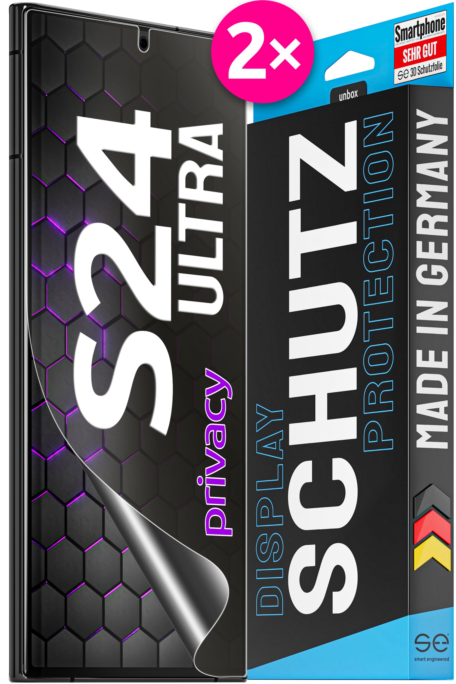 2x 3D Schutzfolie für die Samsung Galaxy S24 Serie (Transparent, Matt oder Privacy)