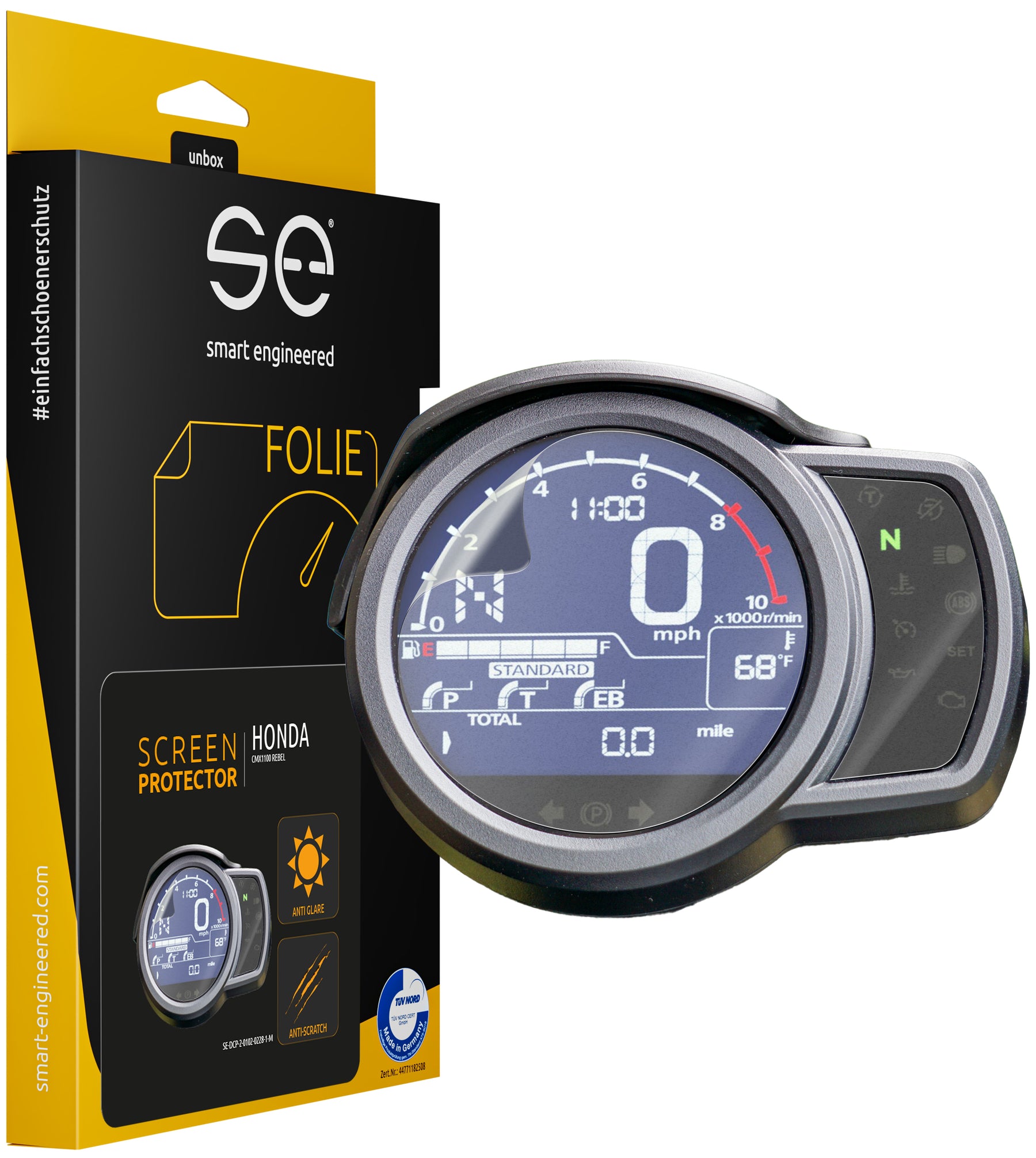 2x se® 3D protective film (anti-reflective) Honda CMX 1100 Rebel Cockpit