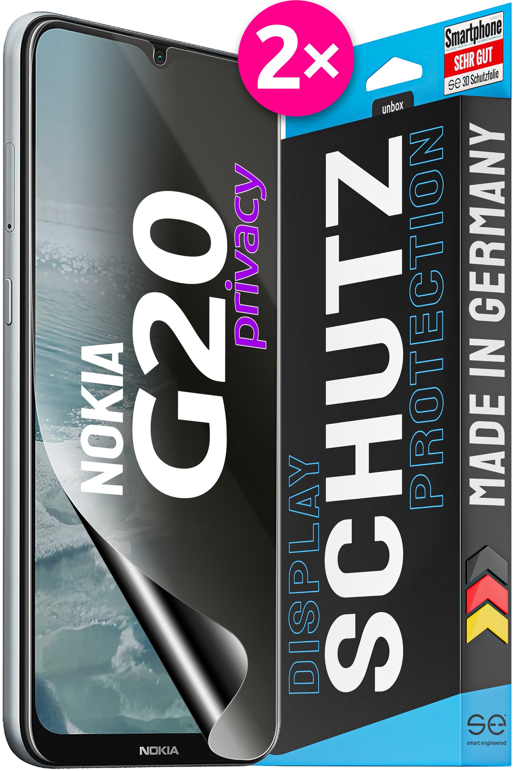 2x se® 3D Screen Protector for the Nokia G20 (Transparent, Matte or Privacy)