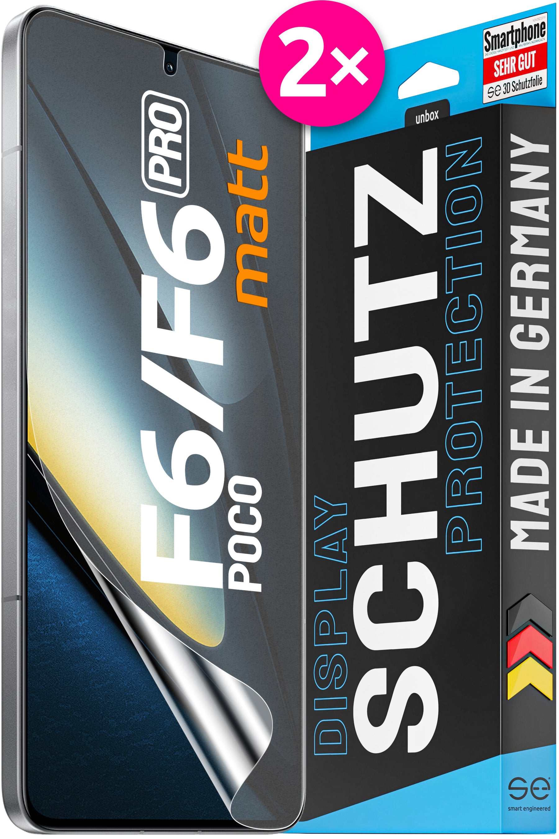 2x 3D Schutzfolie für das Xiaomi Poco F6 / F6 Pro (Transparent oder Matt)