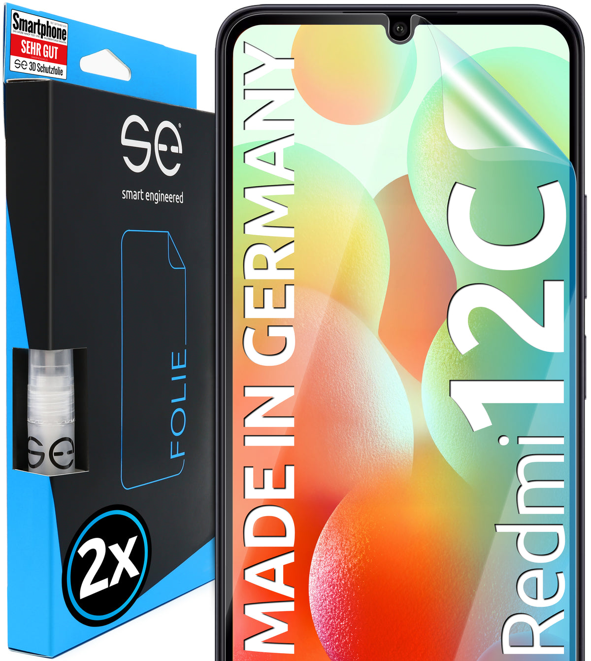 2x se® 3D Screen Protector for the Xiaomi Redmi 12C (Transparent, Matte or Privacy)
