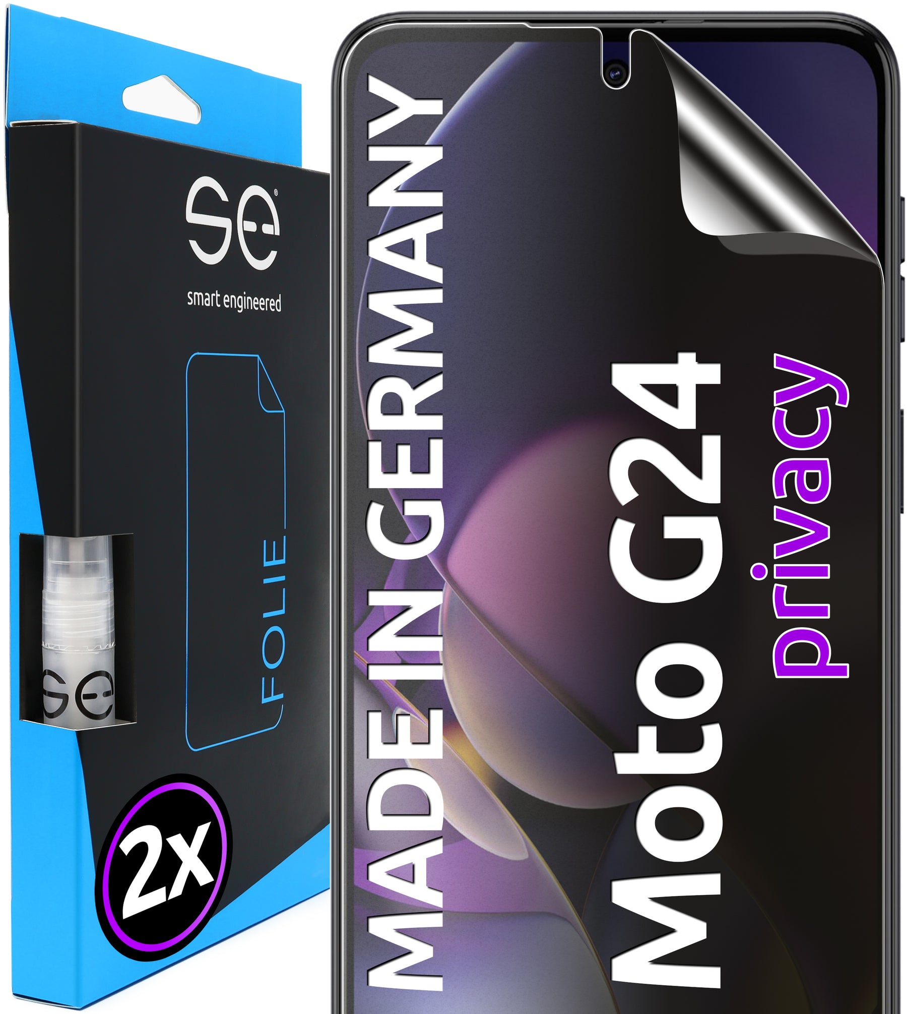 2x 3D Schutzfolie für das Motorola G24 (Transparent, Matt oder Privacy)
