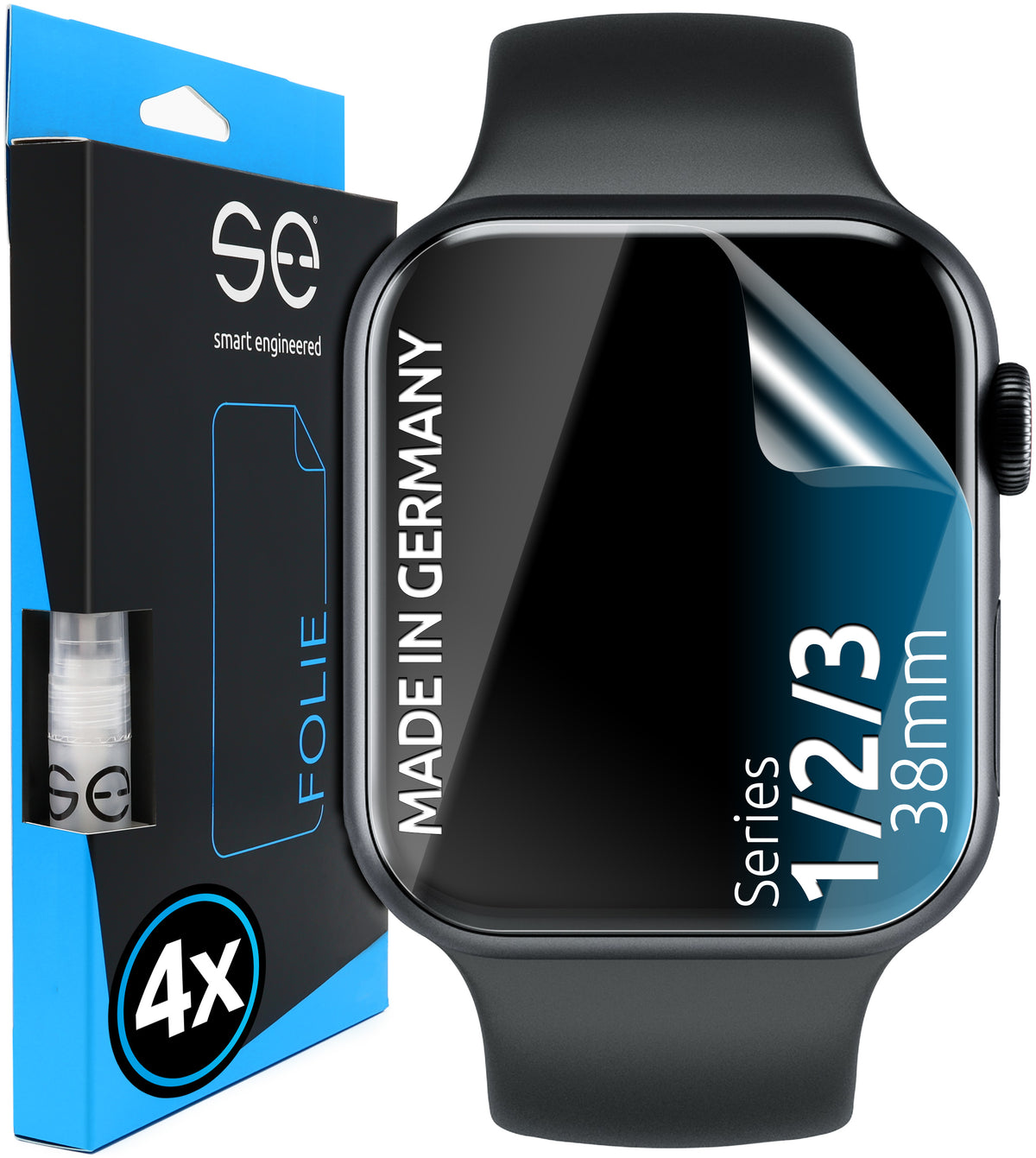 4x 3D protective film for the Apple Watch (transparent, matte or privacy)
