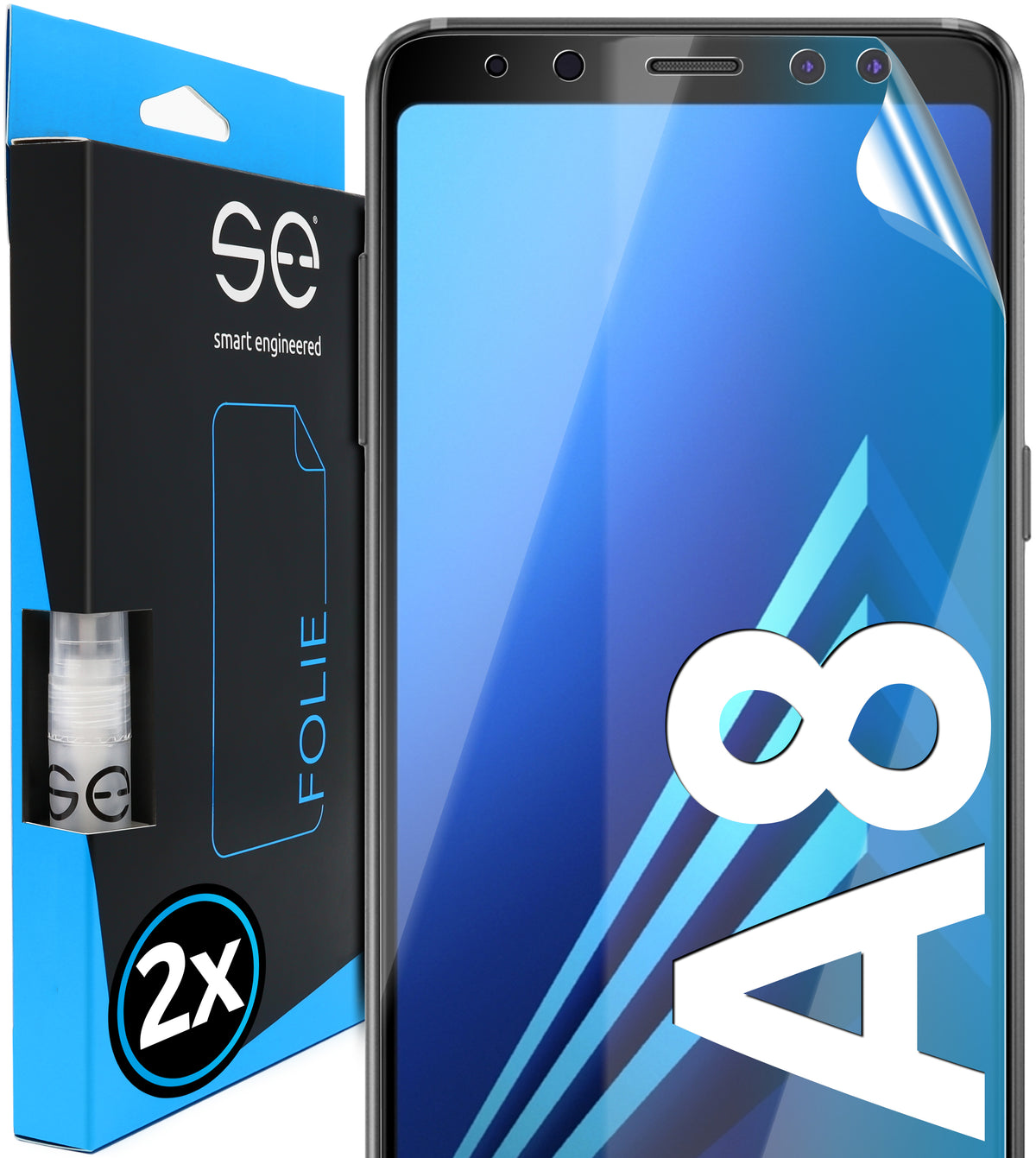 2x 3D protective film for the Samsung Galaxy A8 (transparent, matte or privacy)