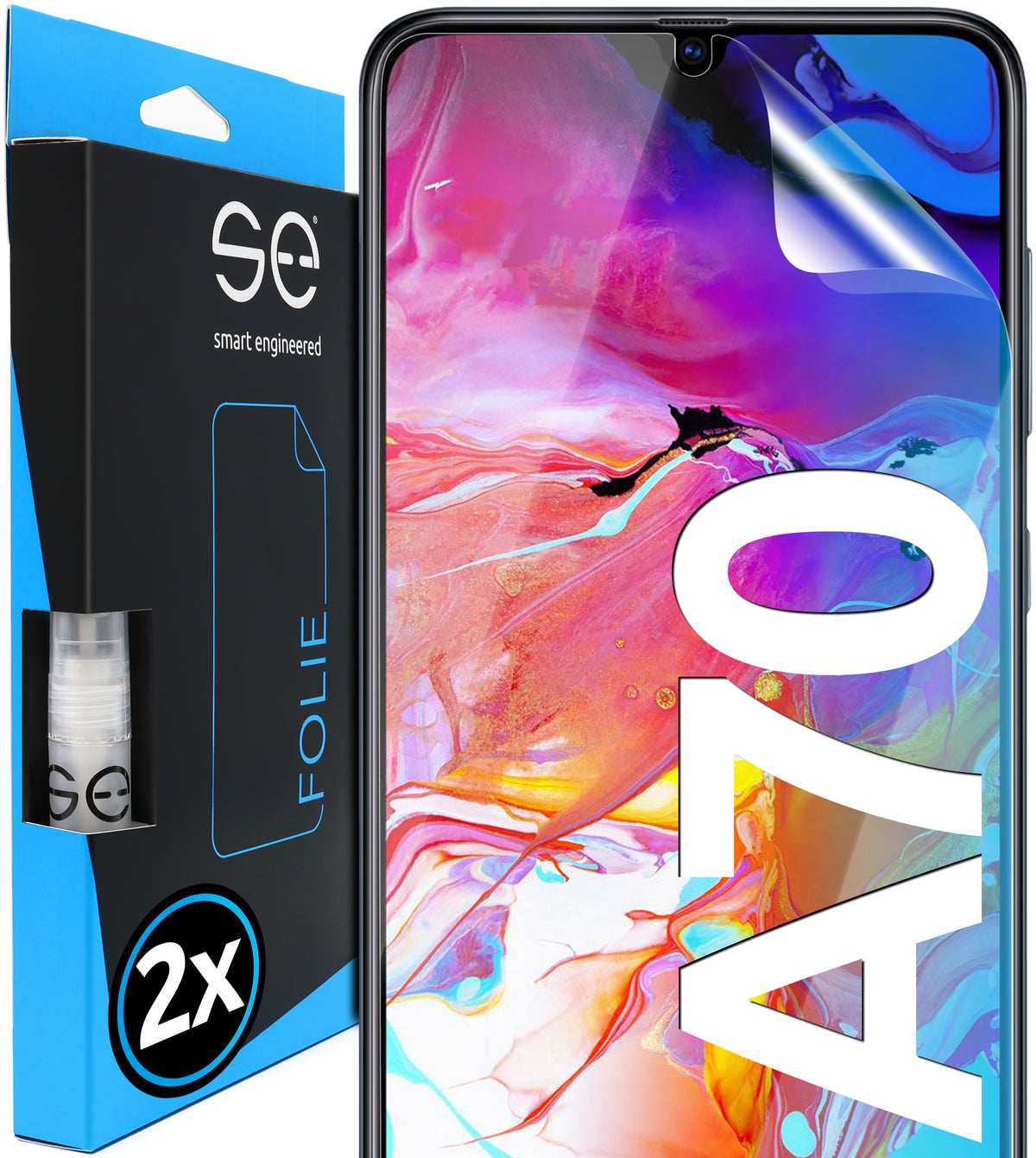 2x 3D protective film for the Samsung Galaxy A70 (transparent or matte)