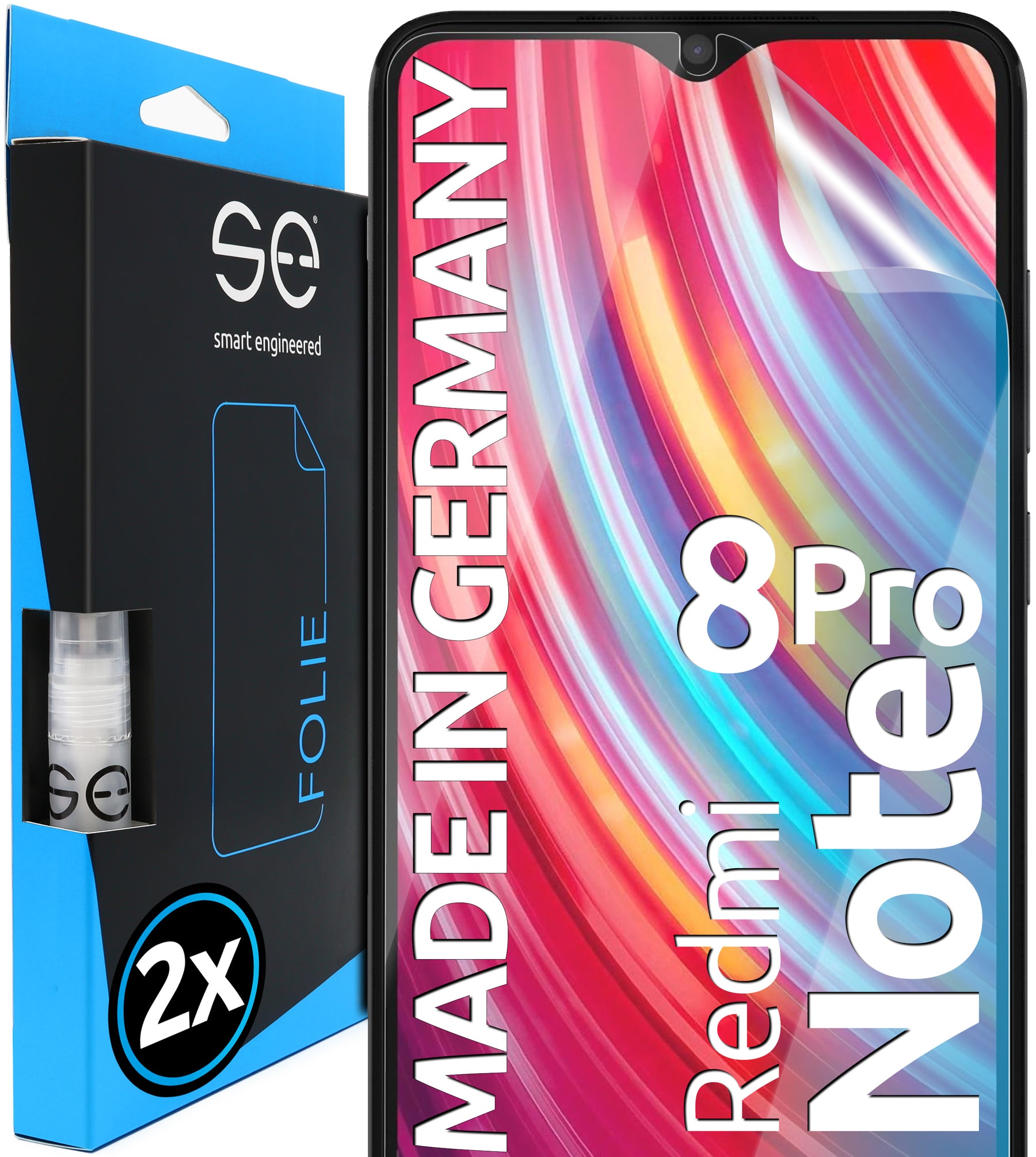 2x 3D protective film for the Xiaomi Redmi Note 8 series (transparent, matte or privacy)