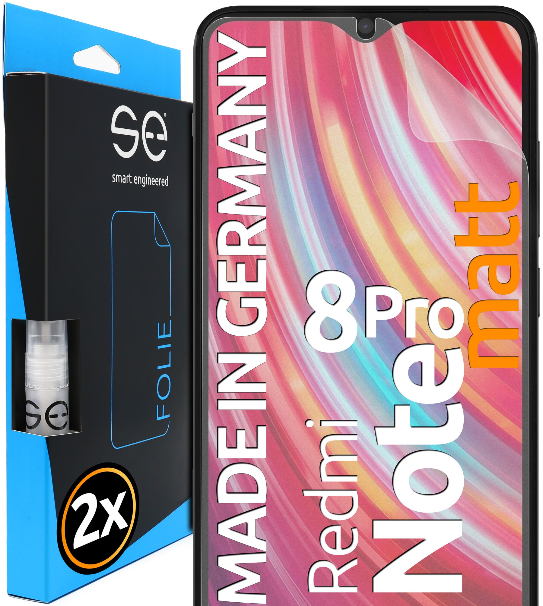 2x 3D protective film for the Xiaomi Redmi Note 8 series (transparent, matte or privacy)