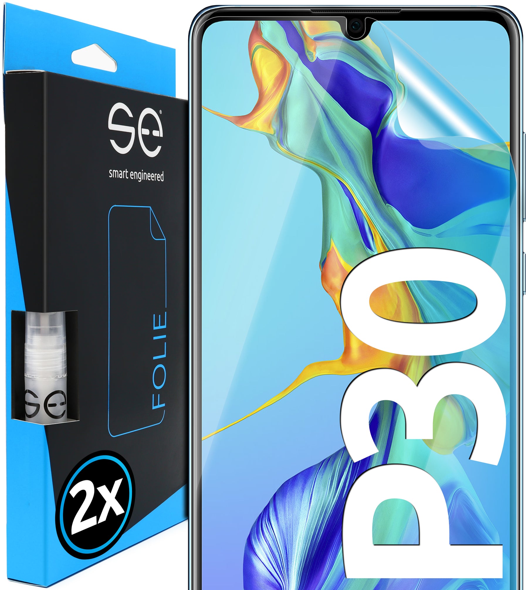 2x 3D protective film for the Huawei P30 series (transparent or matte)