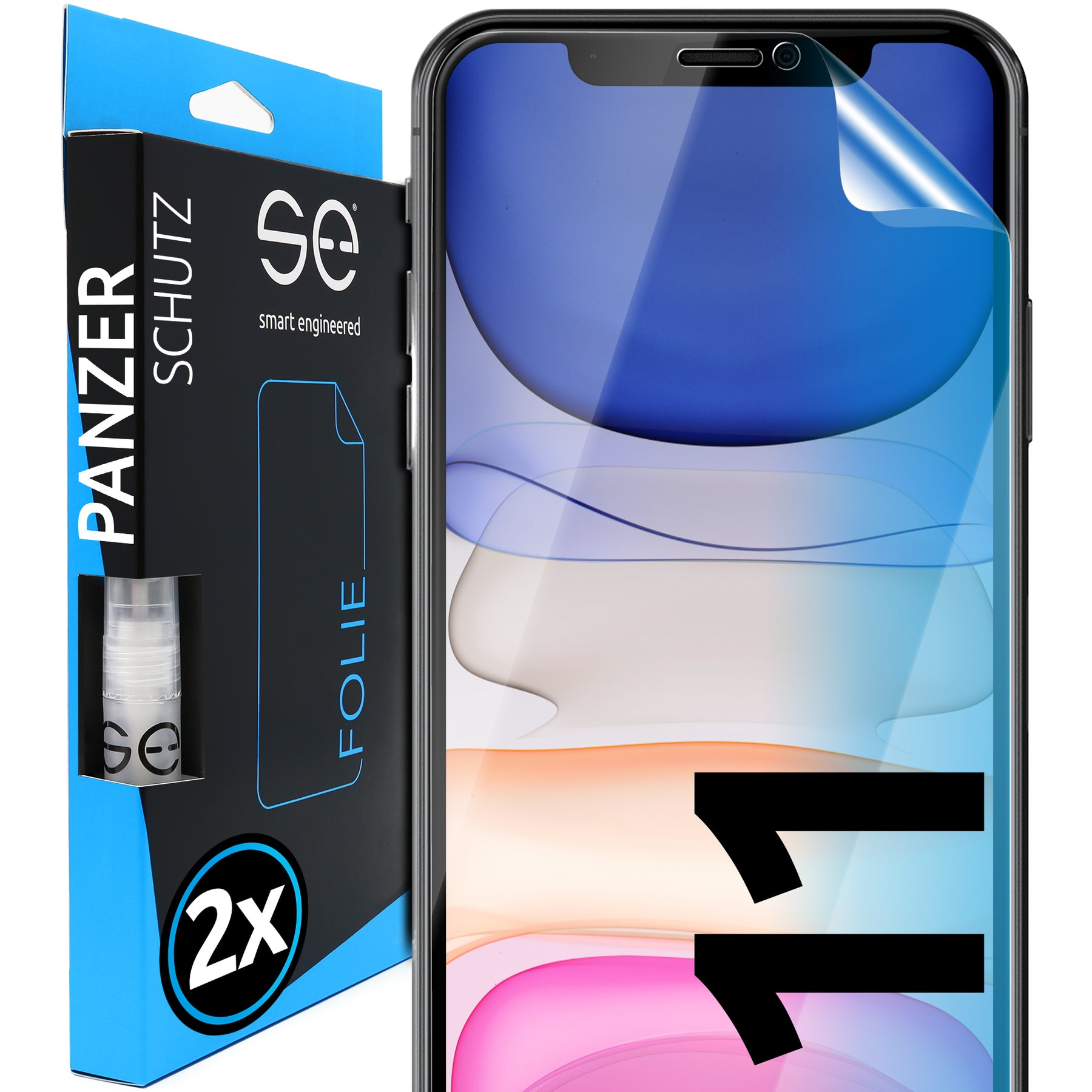 2x 3D protective film for the Apple iPhone 11 series (transparent, matte or privacy)