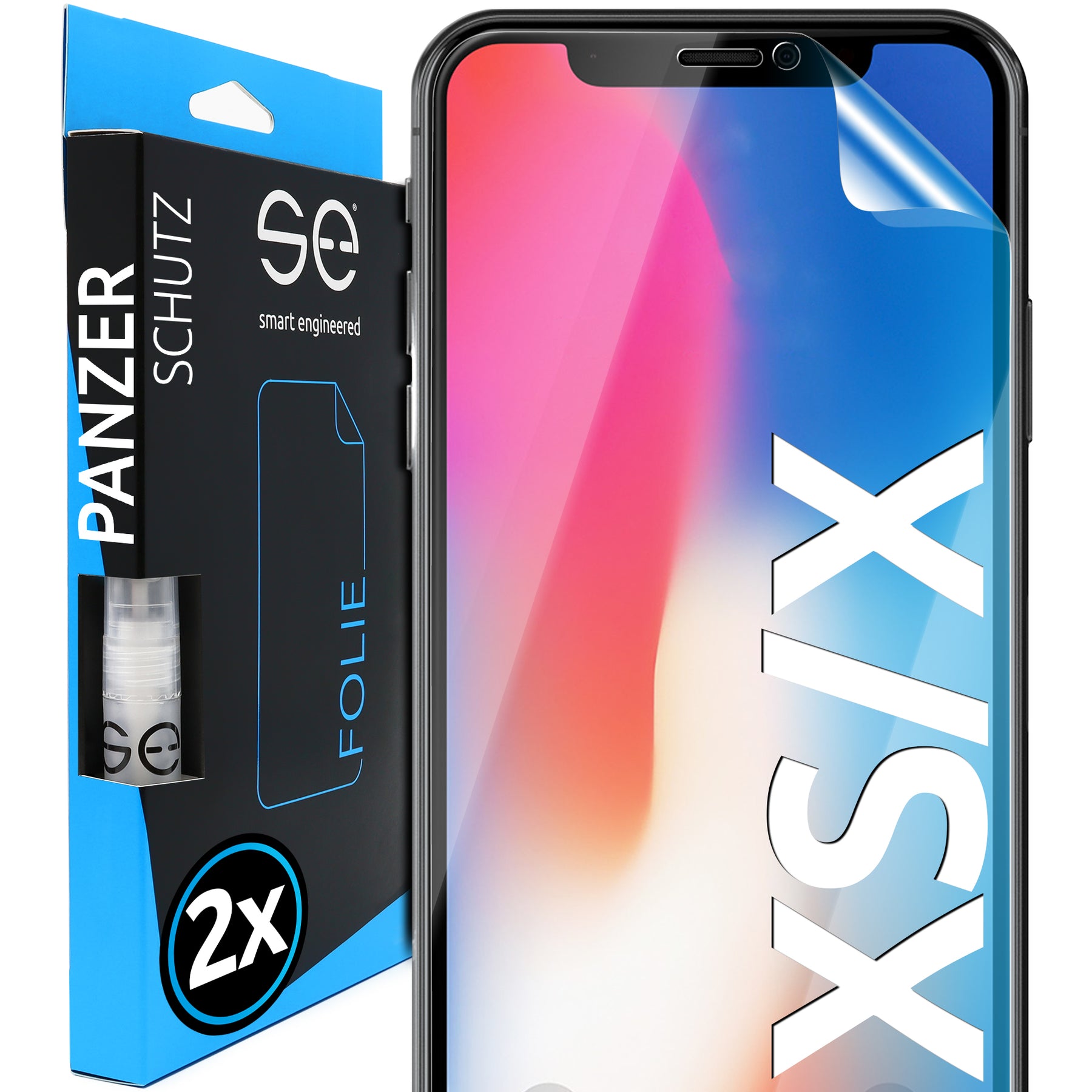 2x 3D protective film for the Apple iPhone X series (transparent, matte or privacy)
