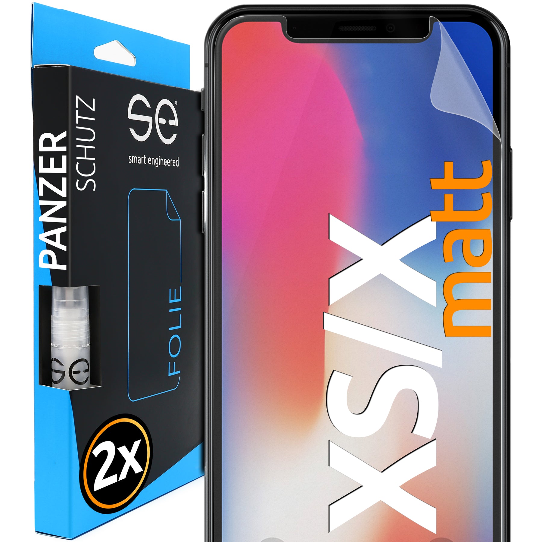 2x 3D protective film for the Apple iPhone X series (transparent, matte or privacy)