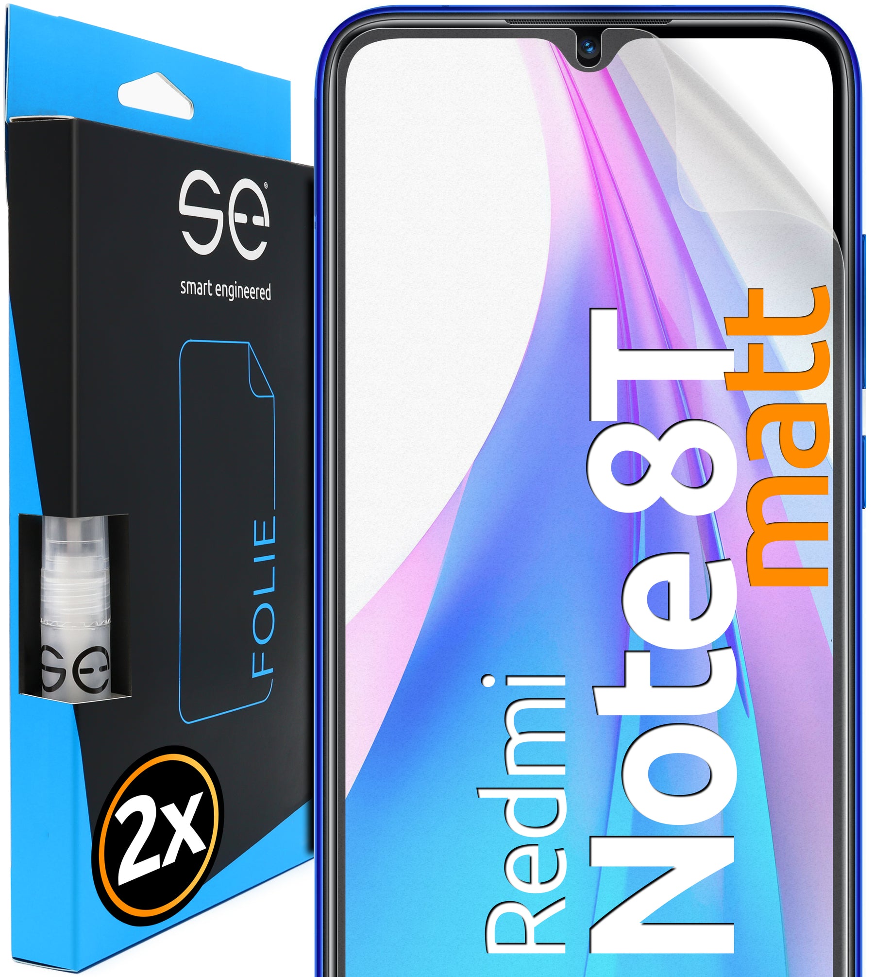 2x 3D protective film for the Xiaomi Redmi Note 8 series (transparent, matte or privacy)