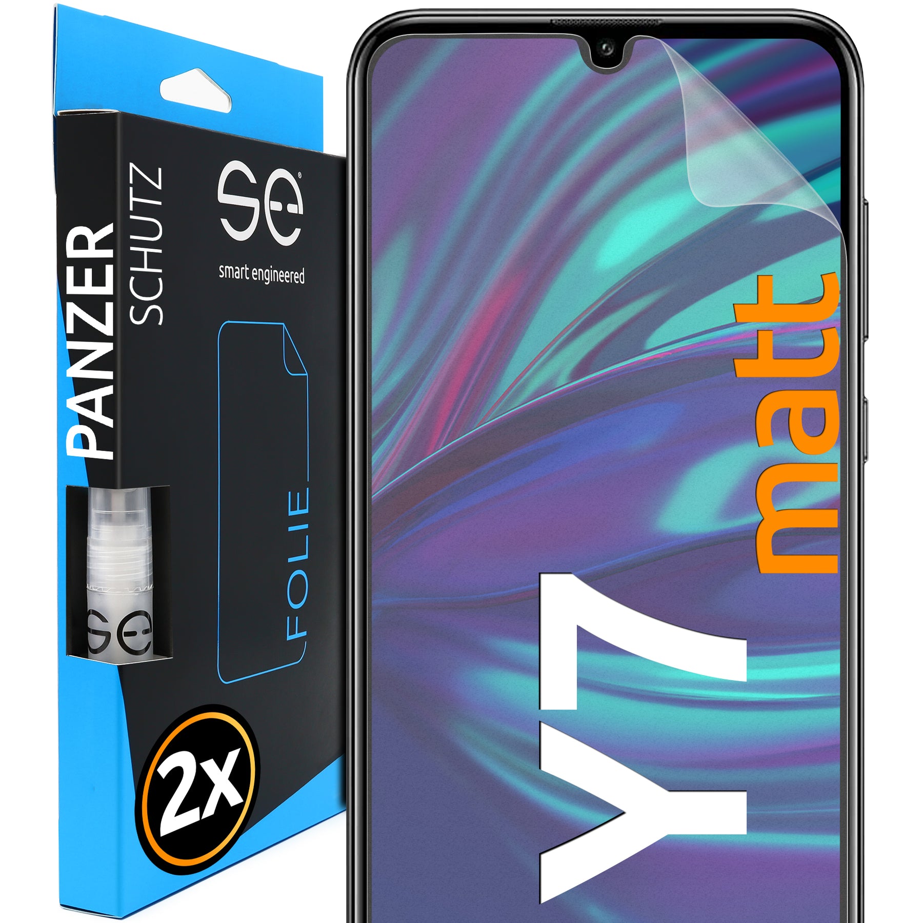 2x se® 3D Schutzfolie für das Huawei Y7 (2019) (Transparent, Matt oder Privacy)