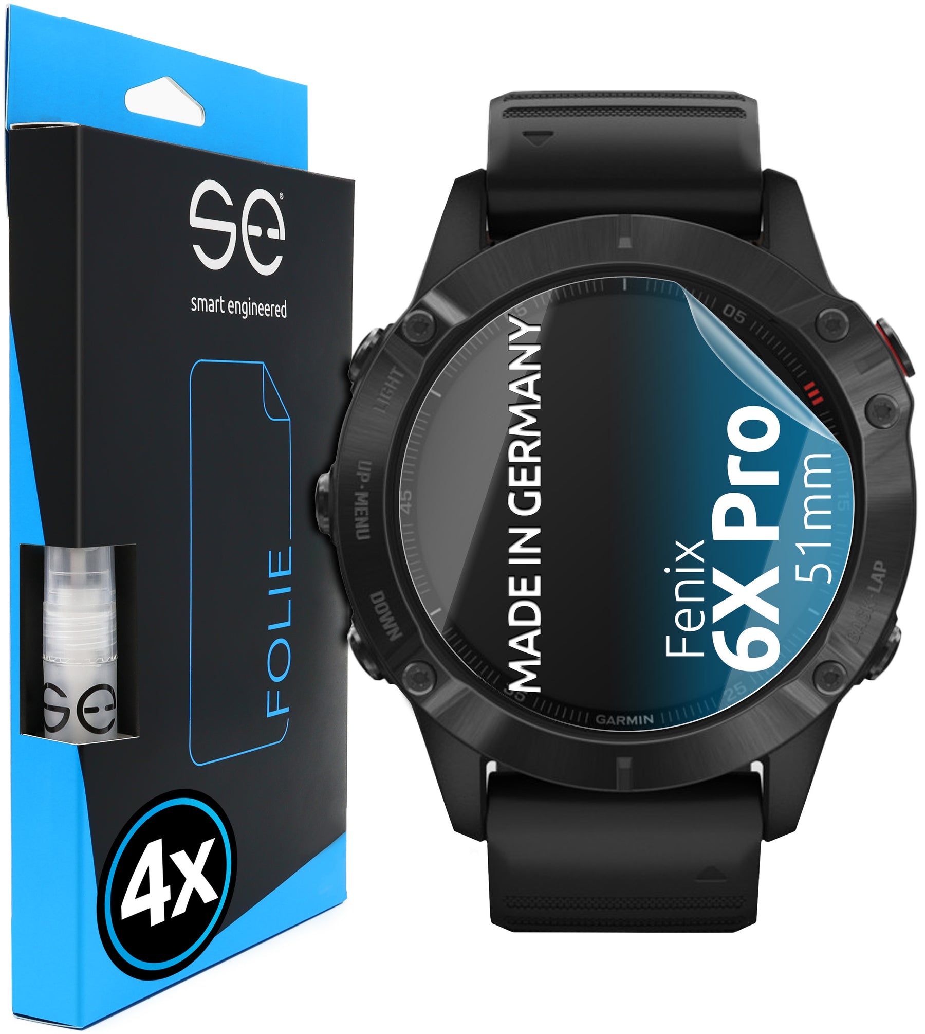 4x 3D protective film for the Garmin Fenix 6 series (transparent or matte)