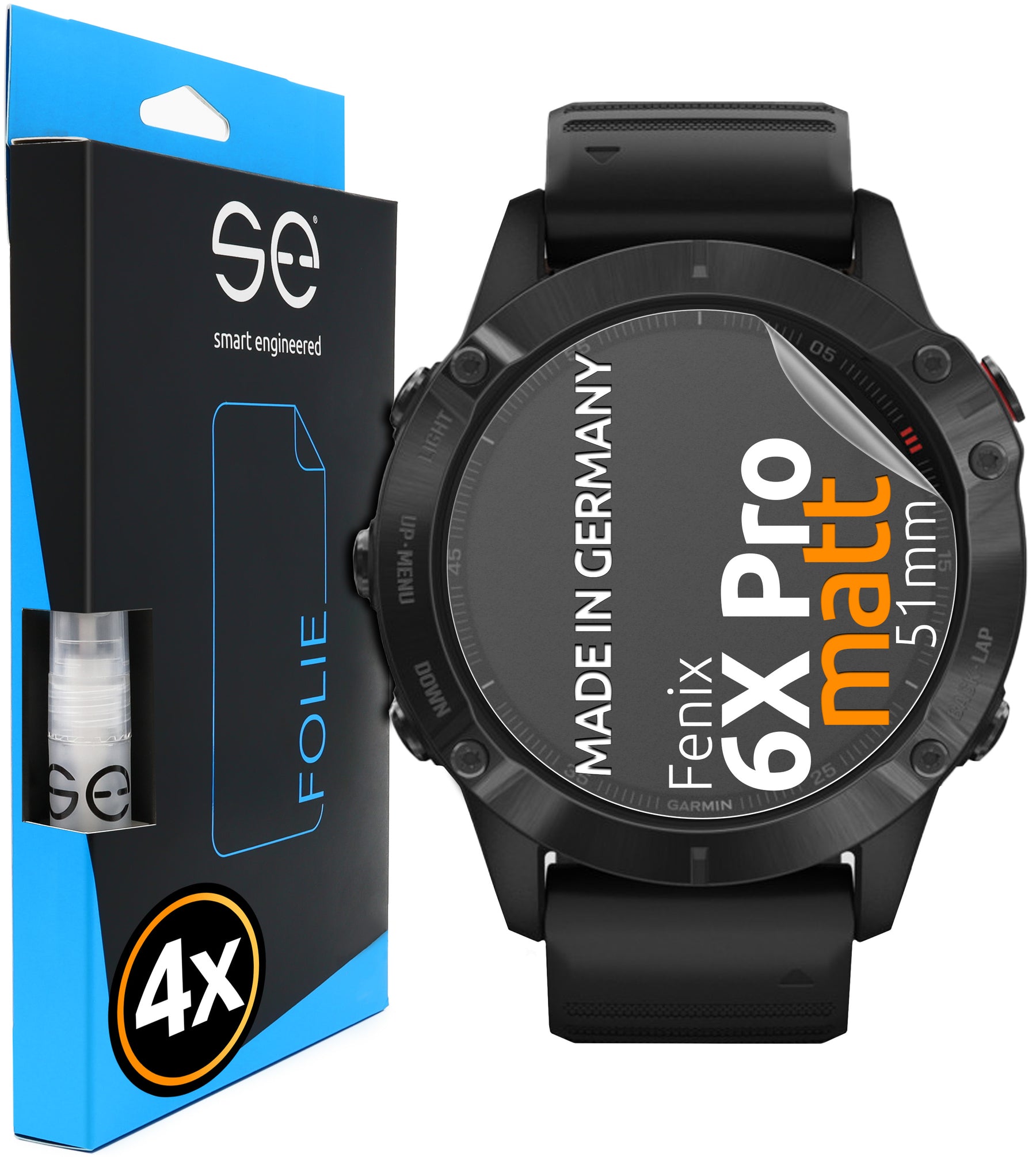 4x 3D protective film for the Garmin Fenix 6 series (transparent or matte)