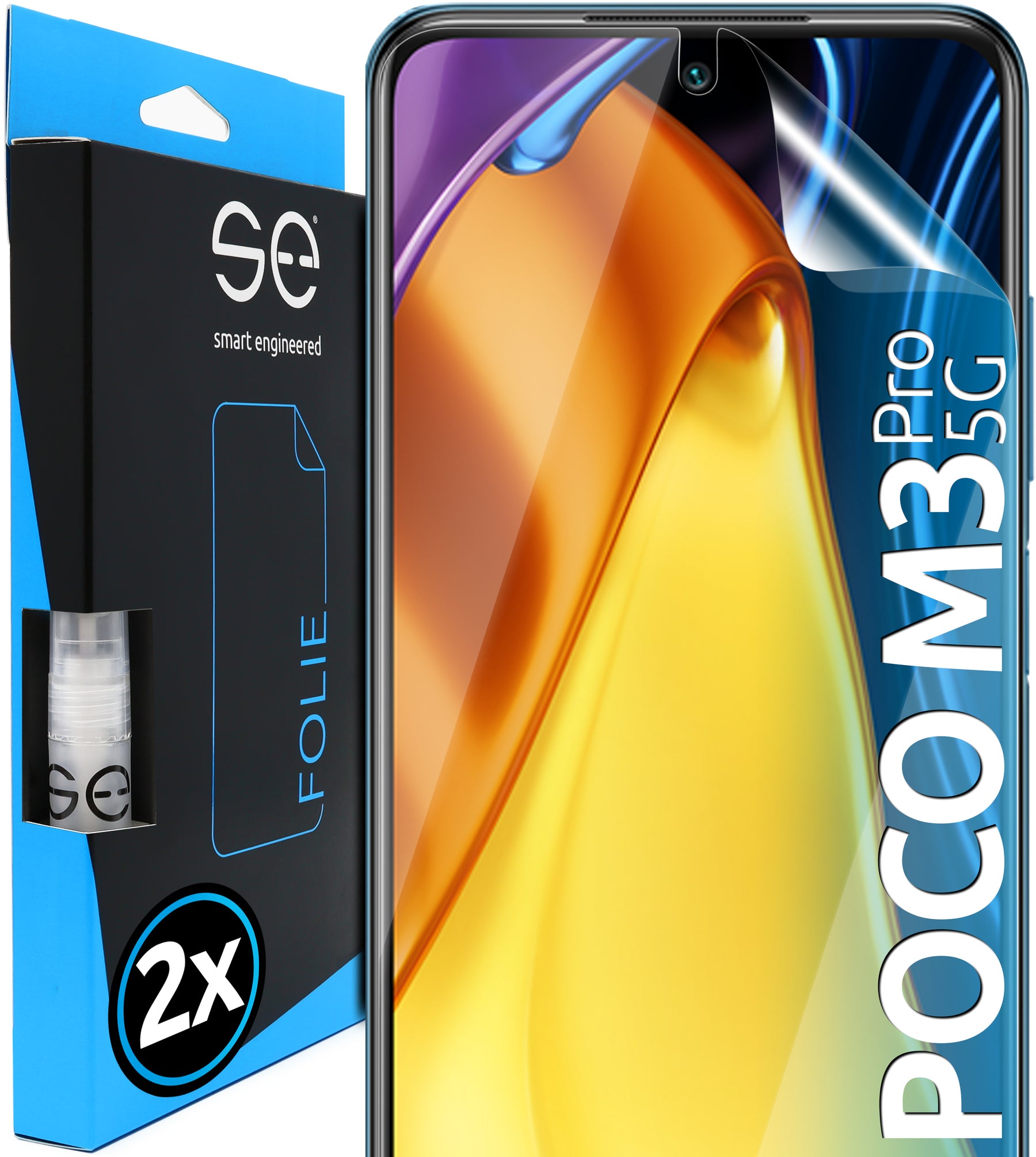 2x se® 3D Screen Protector for the Xiaomi Poco M3 Pro 5G (Transparent, Matte or Privacy)