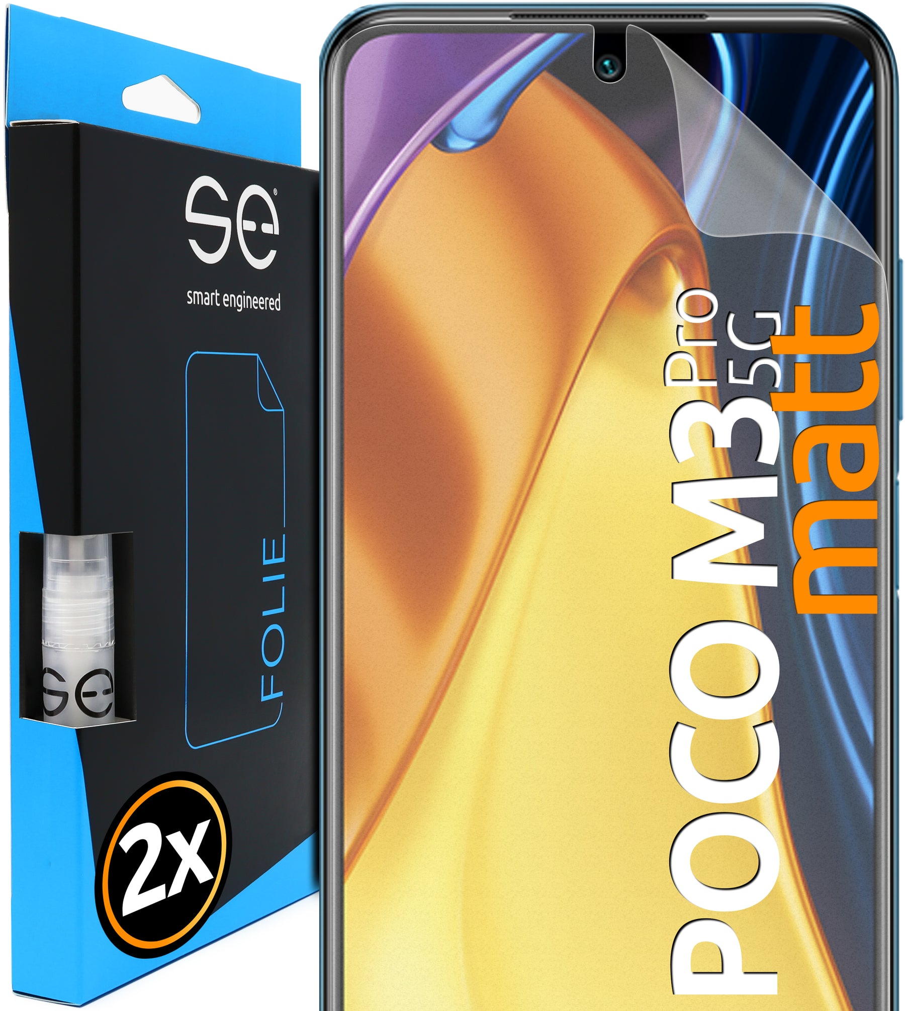 2x se® 3D Screen Protector for the Xiaomi Poco M3 Pro 5G (Transparent, Matte or Privacy)