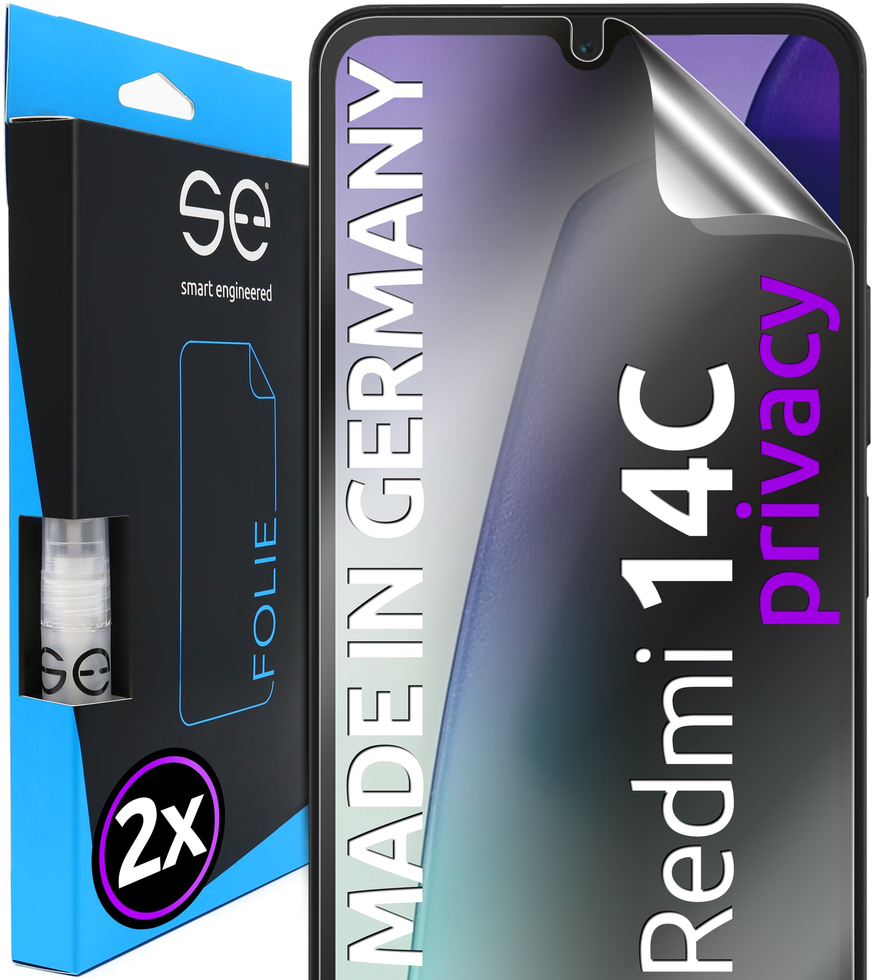 2x se® 3D Screen Protector for the Xiaomi Redmi 14C (Transparent, Matte or Privacy)