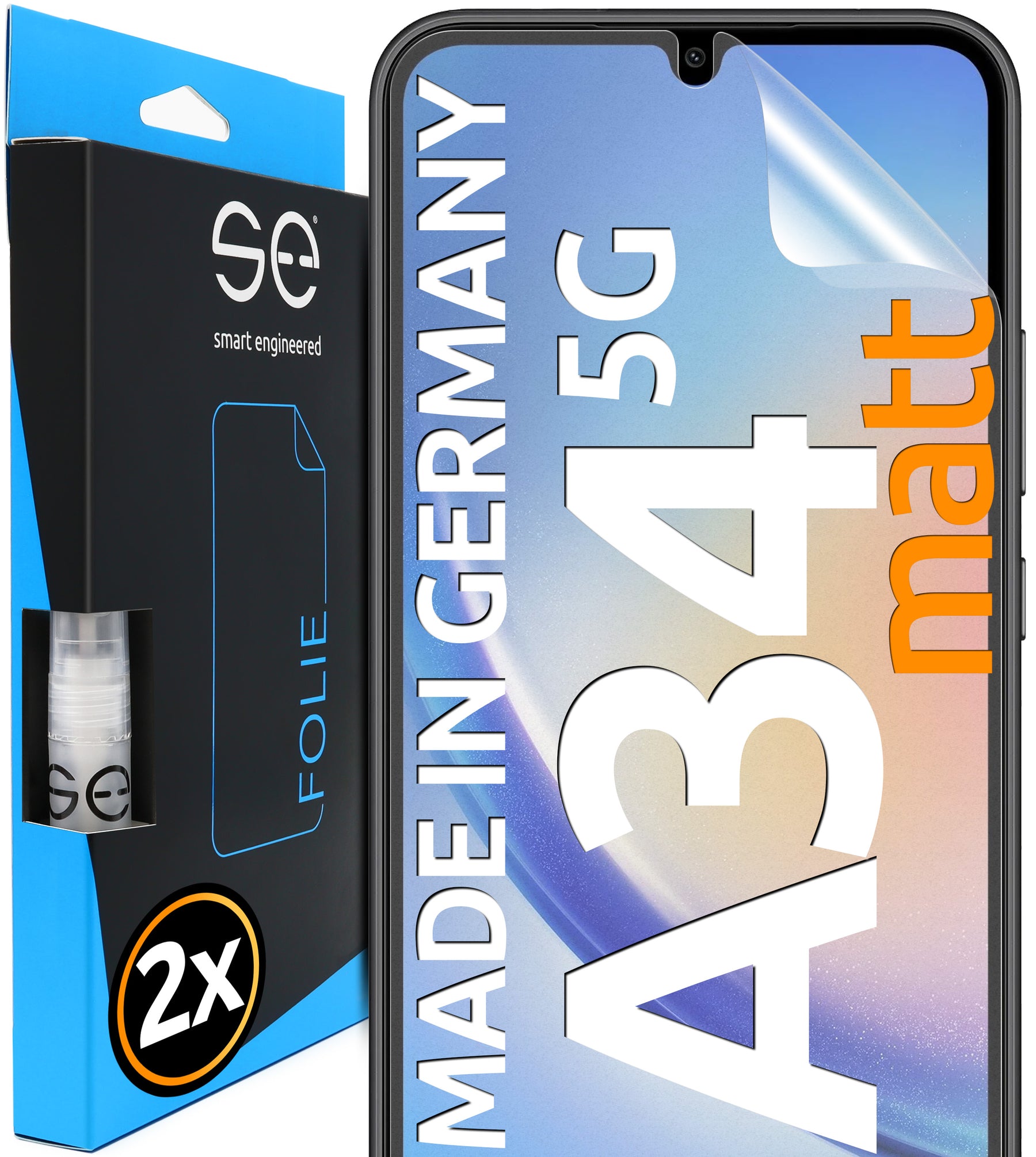 2x se® 3D Screen Protector for the Samsung Galaxy A34 (Transparent or Matte)