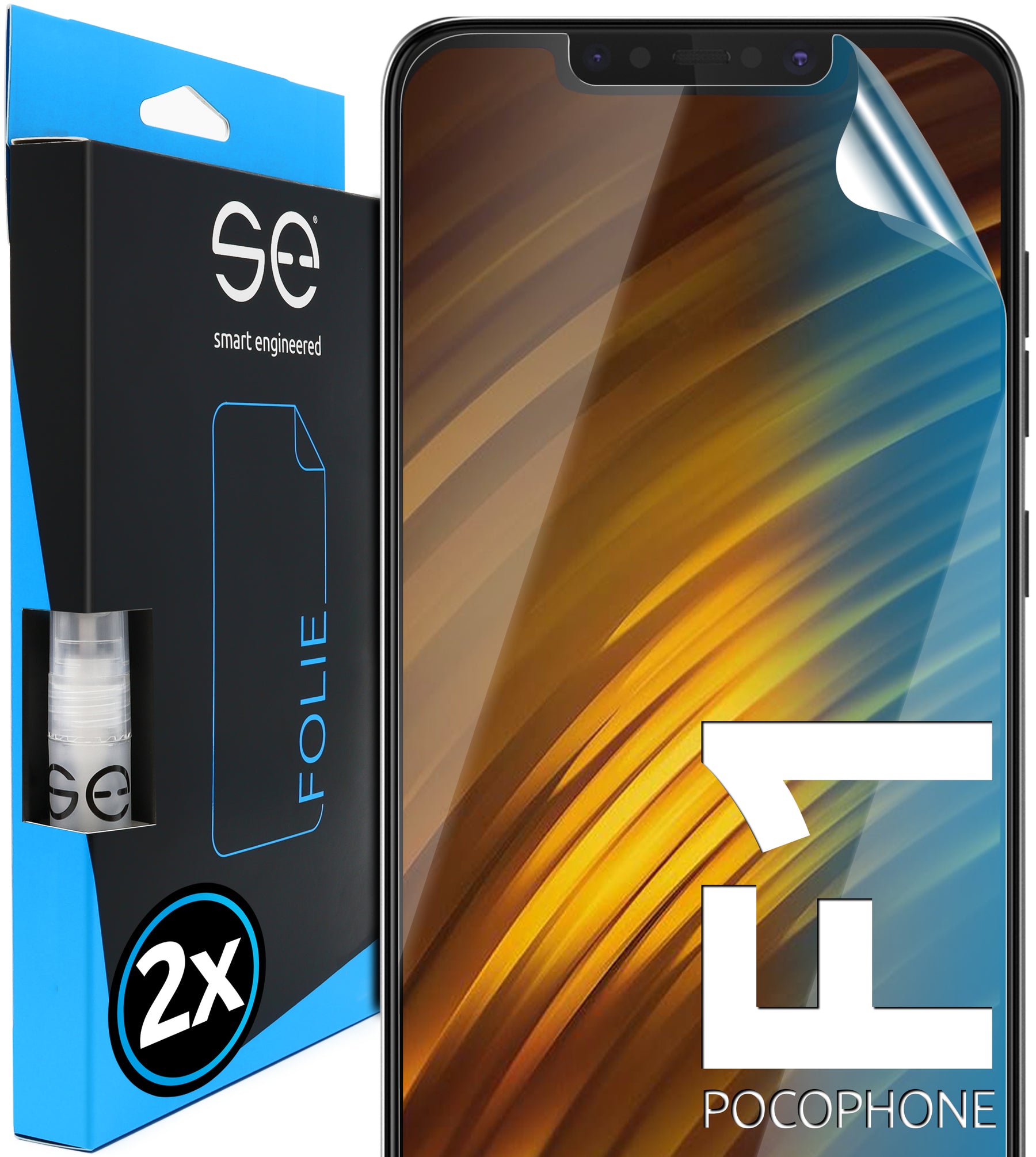 2x se® 3D Screen Protector for the Xiaomi Pocophone F1 (Transparent, Matte or Privacy)