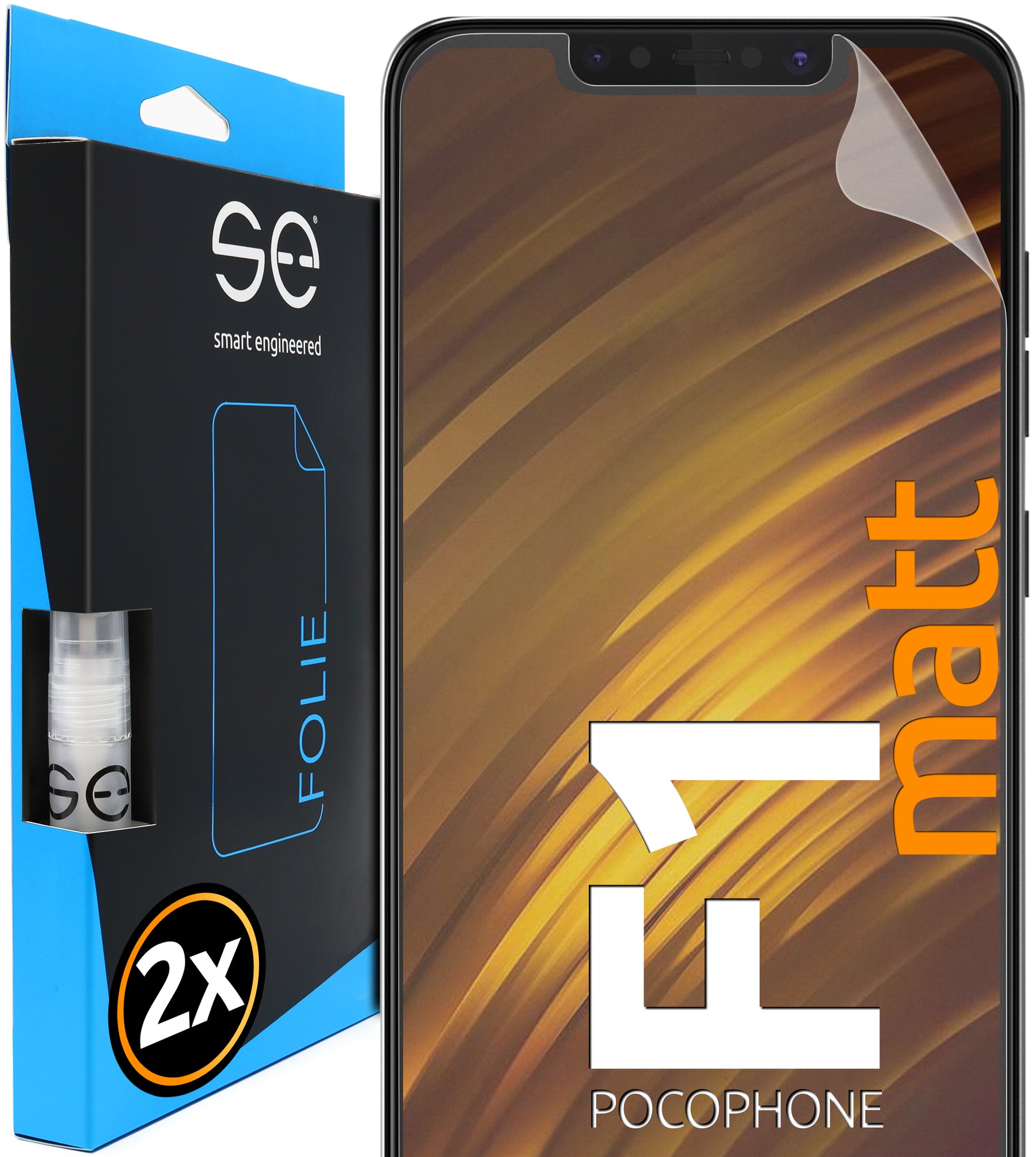 2x se® 3D Screen Protector for the Xiaomi Pocophone F1 (Transparent, Matte or Privacy)