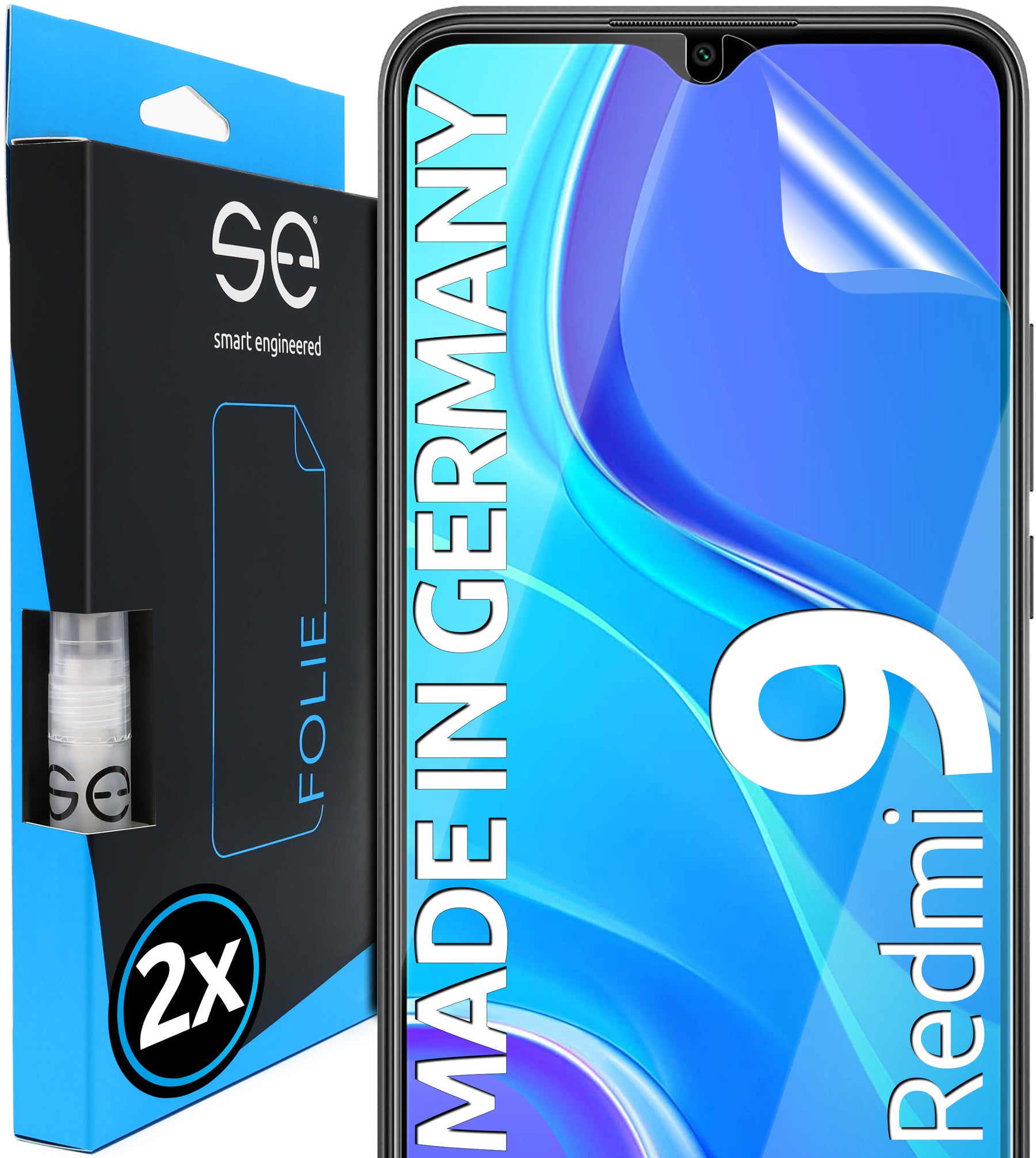 2x se® 3D Screen Protector for the Xiaomi Redmi 9 (Transparent, Matte or Privacy)