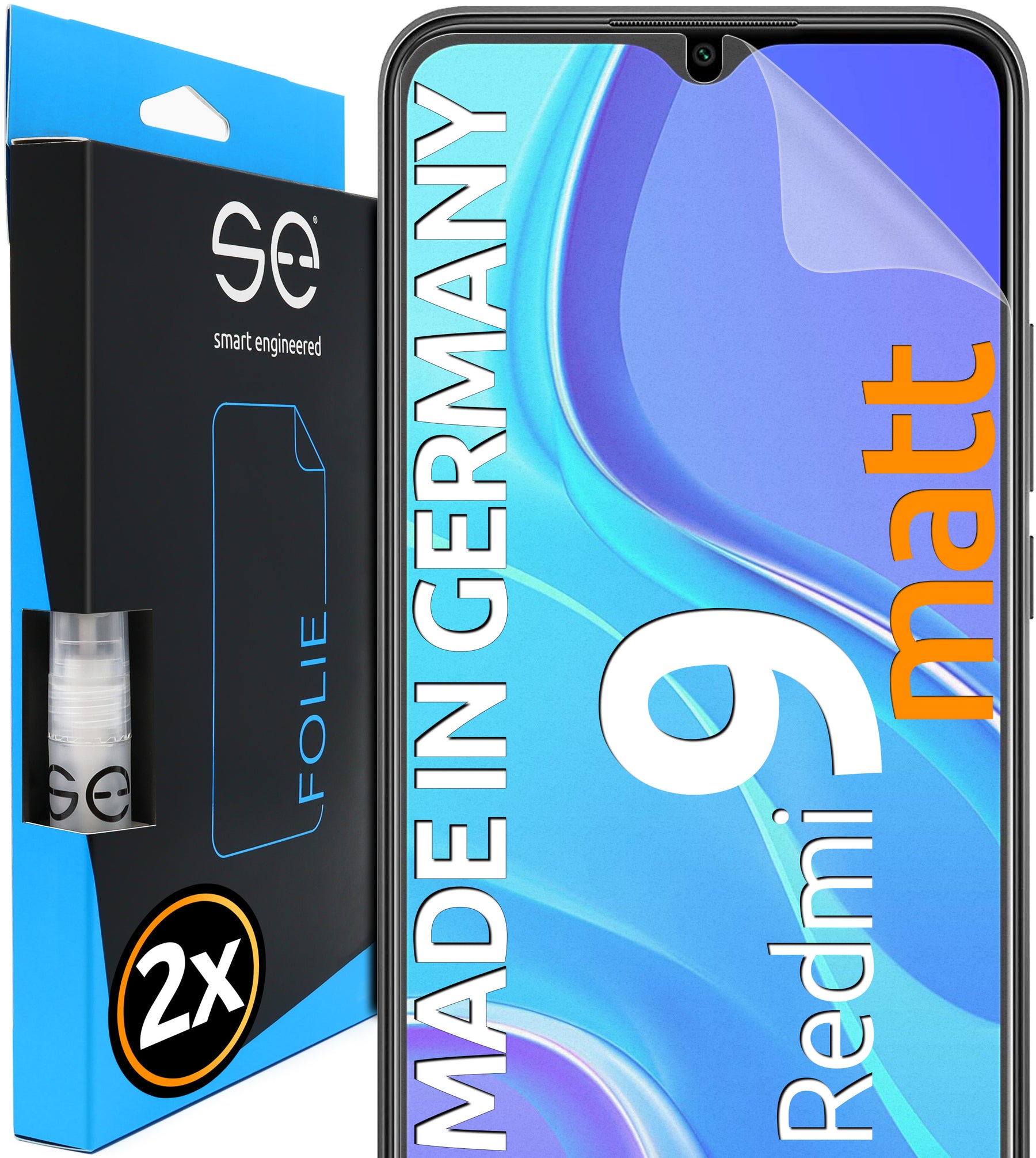 2x se® 3D Screen Protector for the Xiaomi Redmi 9 (Transparent, Matte or Privacy)