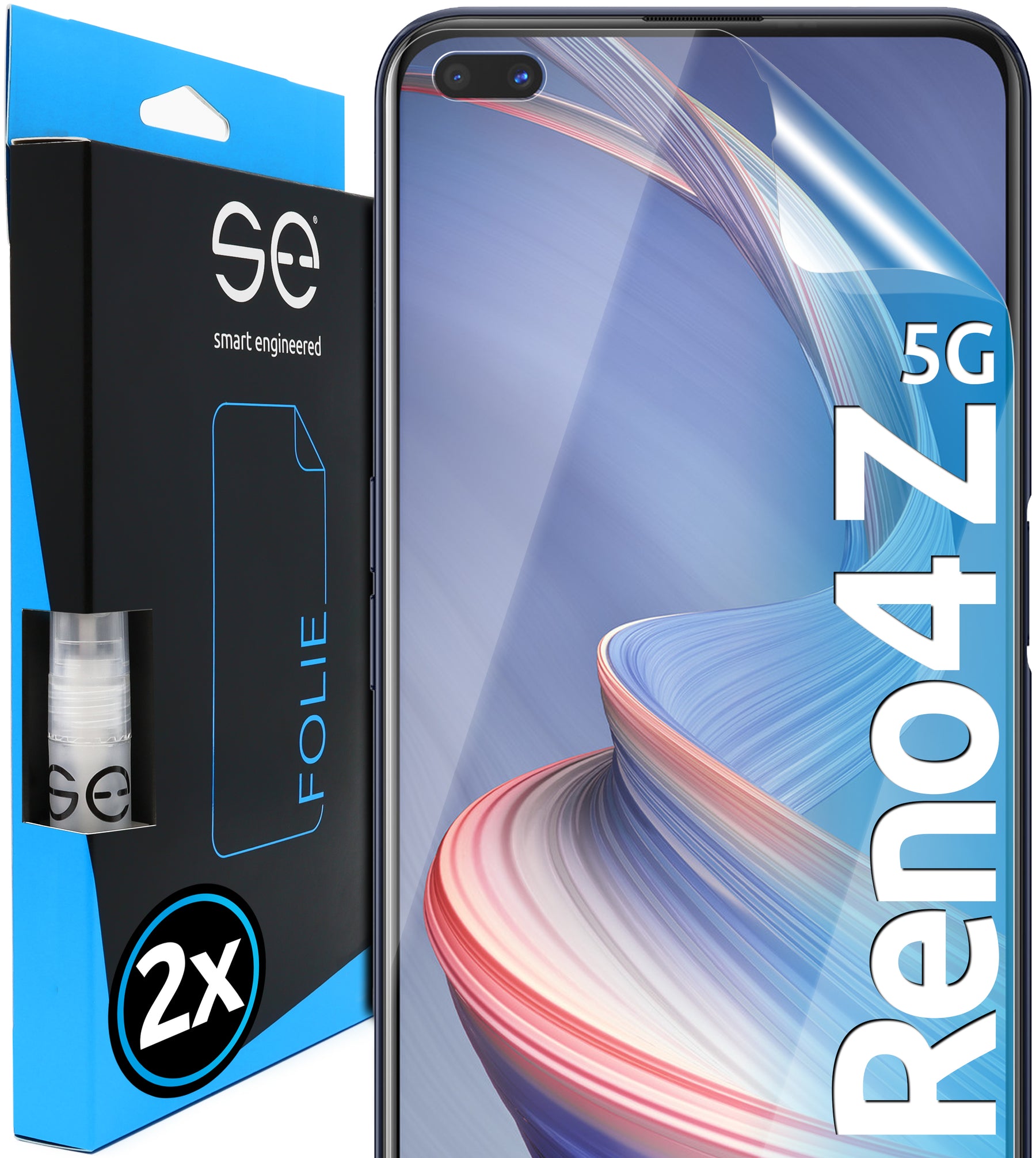 2x se® 3D Schutzfolie für das Oppo Reno 4 Z 5G (Transparent, Matt oder Privacy)