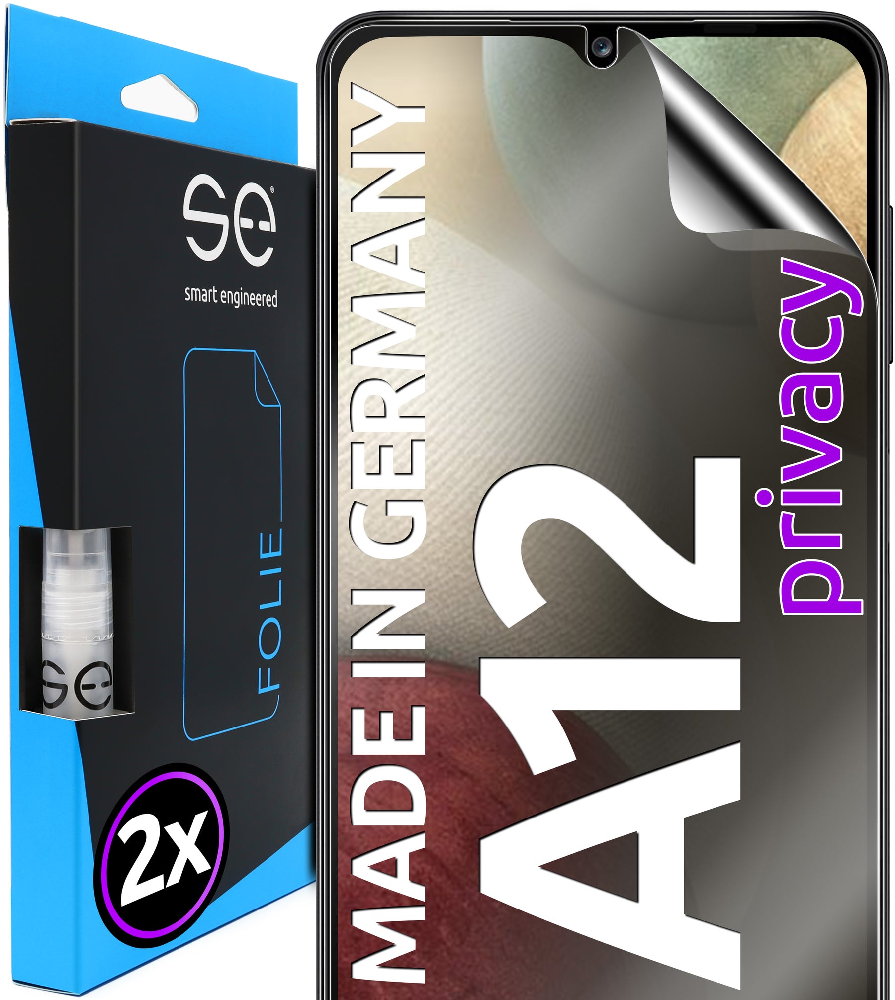 2x se® 3D Screen Protector for the Samsung Galaxy A12 (Transparent, Matte or Privacy)
