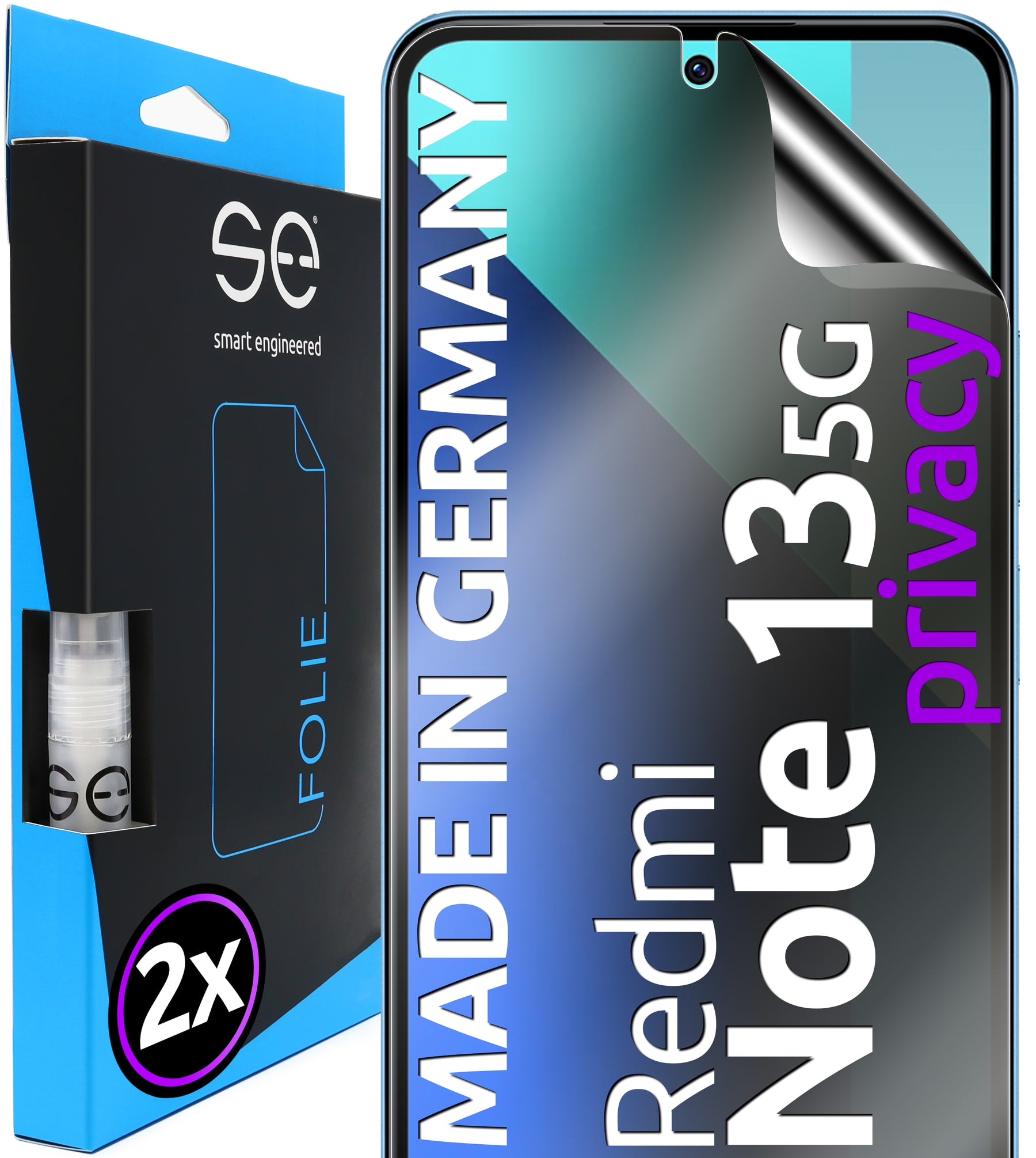 2x se® 3D Screen Protector for the Xiaomi Redmi Note 13 series (Transparent, Matte or Privacy)
