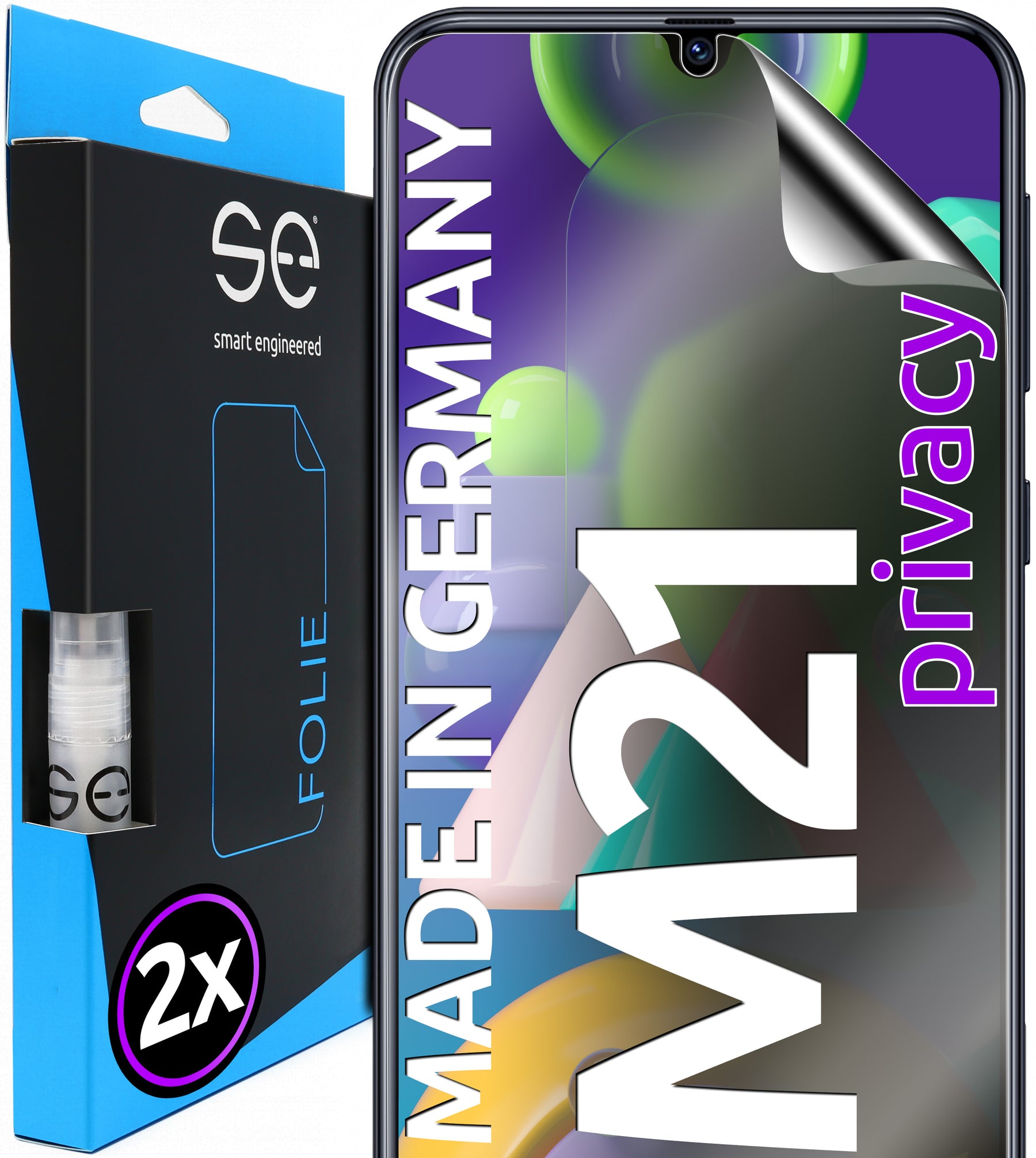 2x se® 3D Screen Protector for the Samsung Galaxy M21 (Transparent, Matte or Privacy)