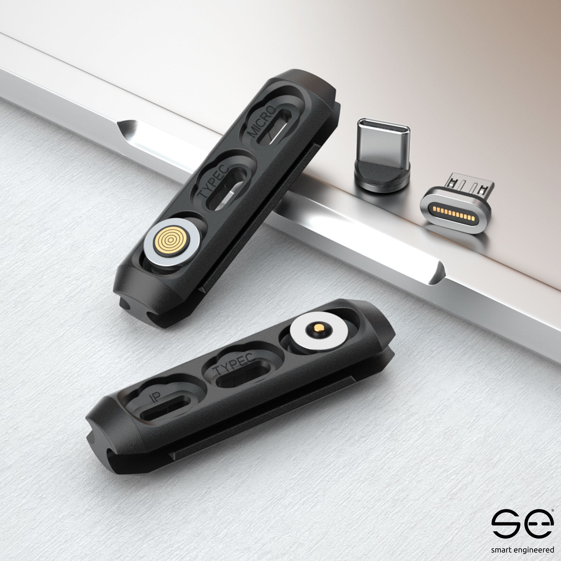 se® SNAPFLEX PlugPod mit USB-C, Lightning & Micro-USB Magnet-Adapter für SNAPFLEX Magnetkabel