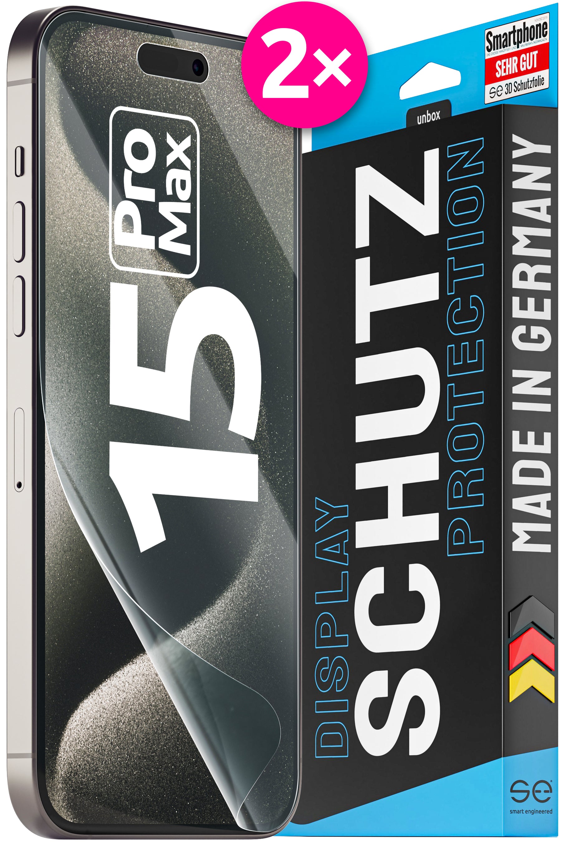 2x 3D Schutzfolie für die Apple iPhone 15 Serie (Transparent, Matt oder Privacy)