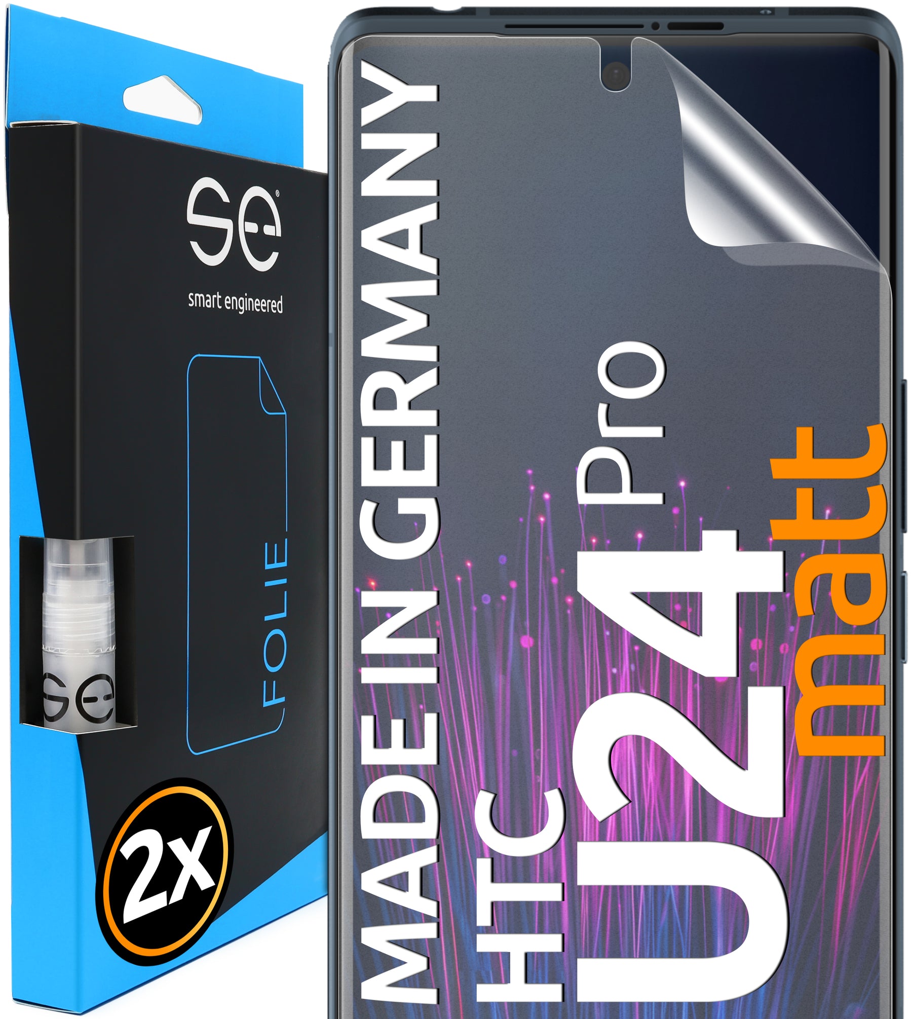 2x 3D Schutzfolie für das HTC U24 Pro (Transparent oder Matt)