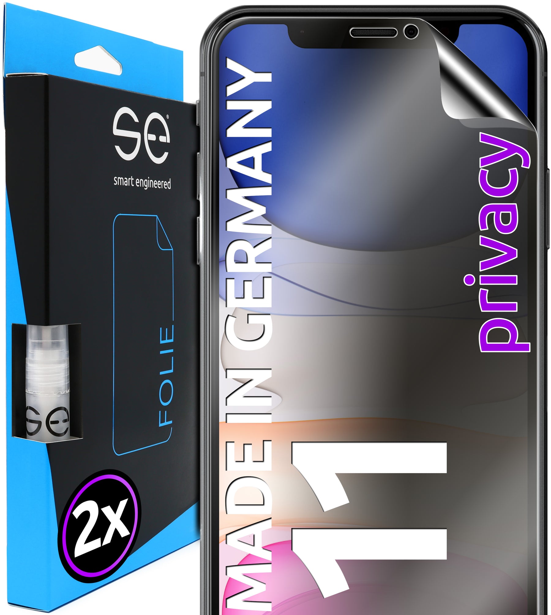 2x 3D protective film for the Apple iPhone 11 series (transparent, matte or privacy)