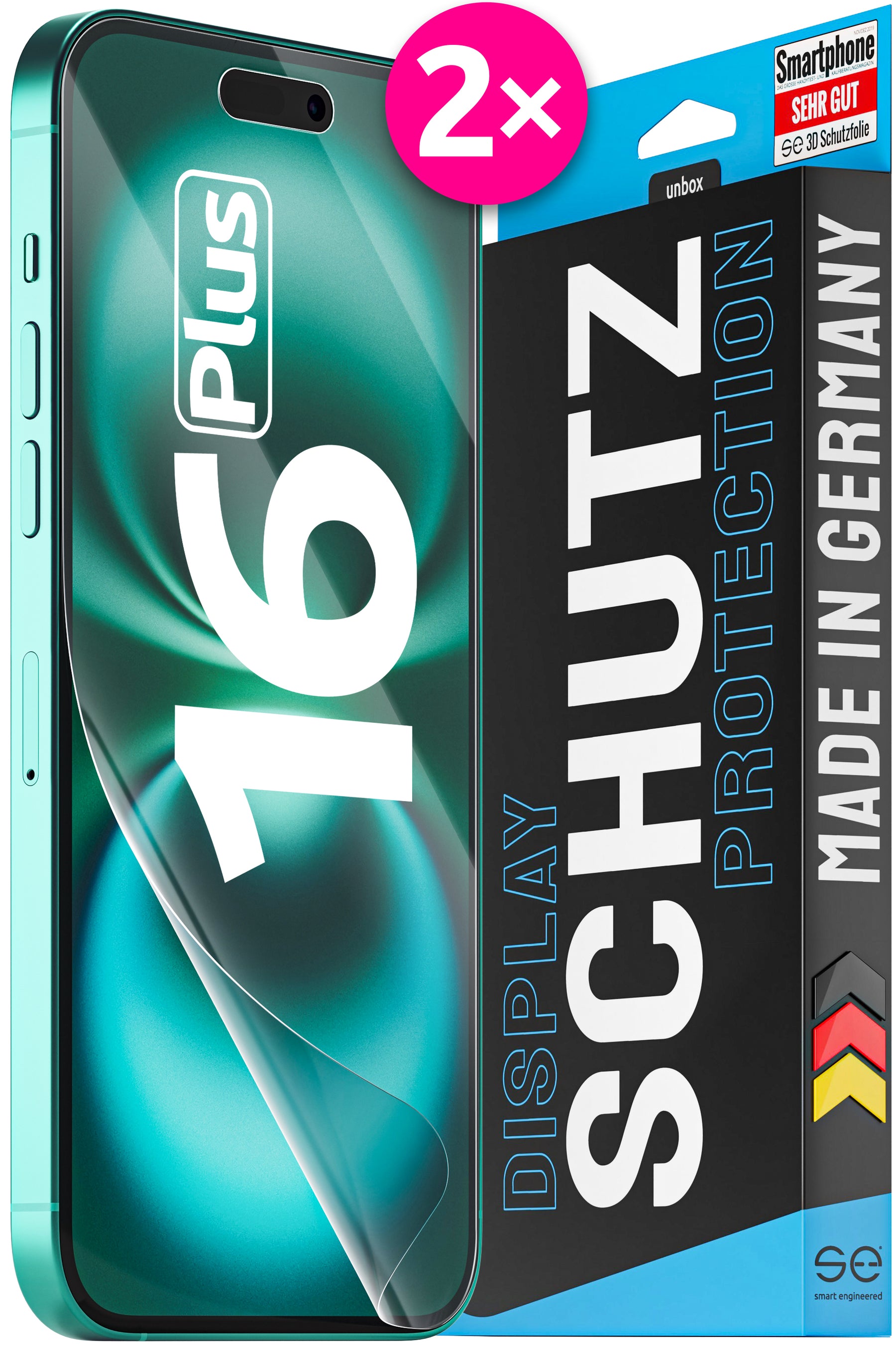 2x 3D Schutzfolie für die Apple iPhone 16 Serie (Transparent, Matt oder Privacy)