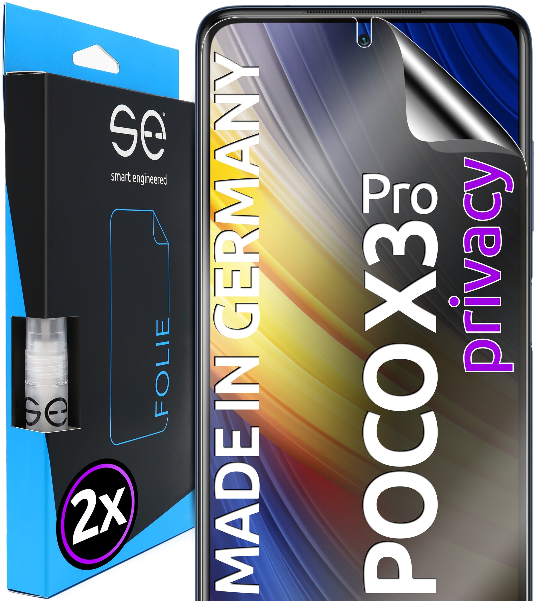 2x se® 3D Screen Protector for the Xiaomi Poco X3 Pro (Transparent, Matte or Privacy)