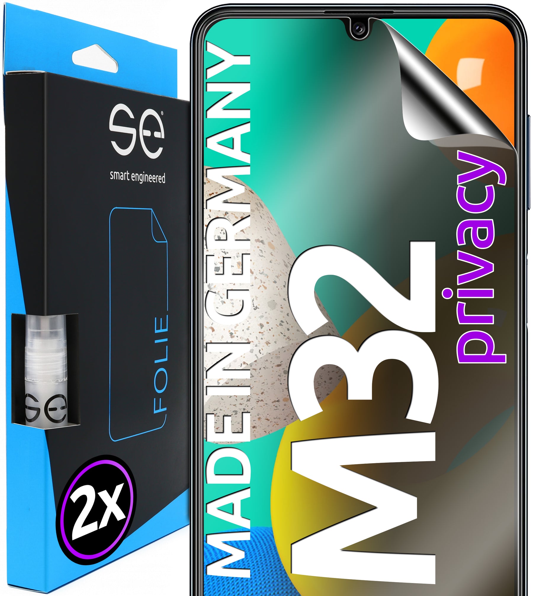 2x se® 3D Screen Protector for the Samsung Galaxy M32 (Transparent, Matte or Privacy)