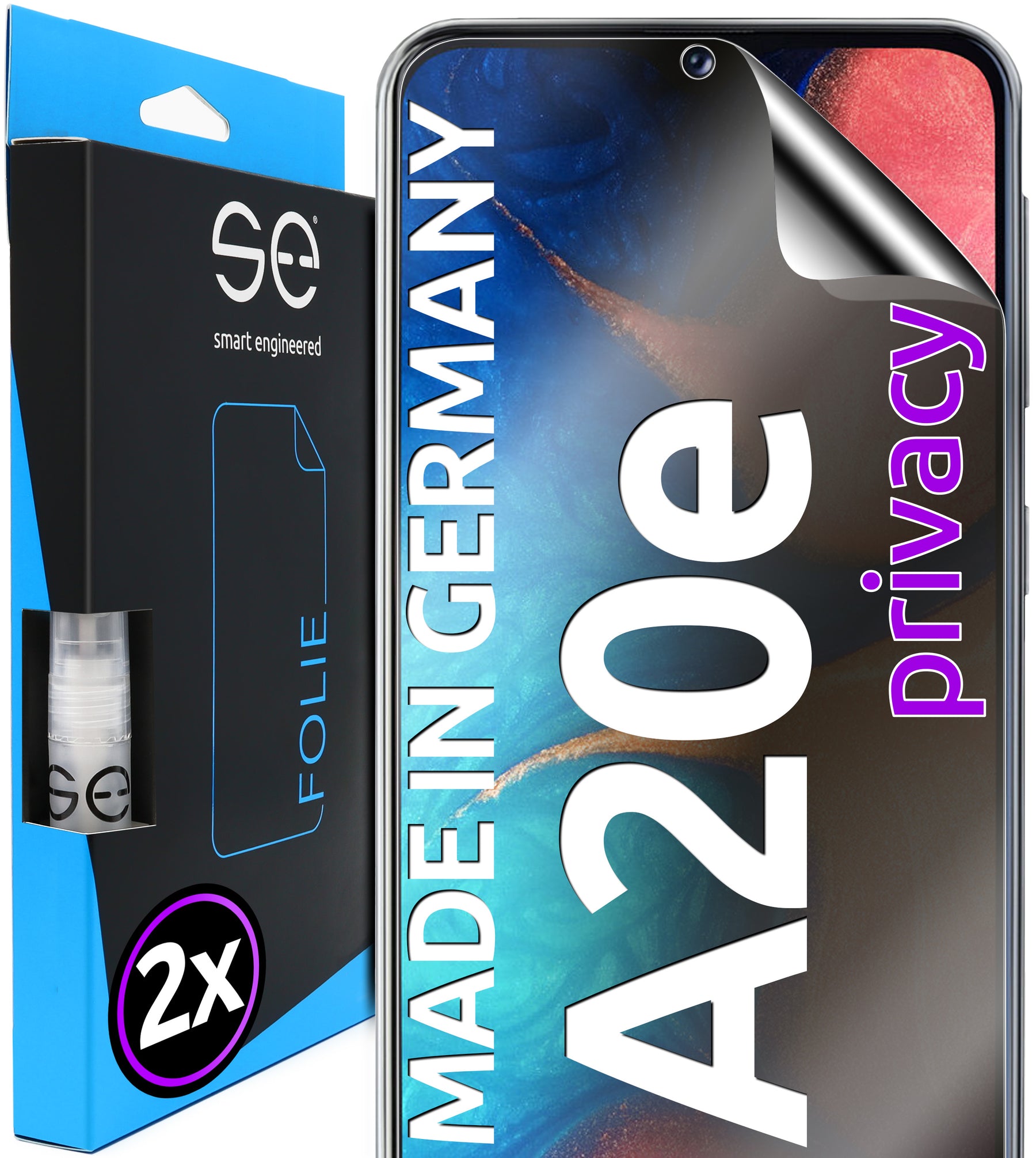 2x 3D protective film for the Samsung Galaxy A20e (Transparent, Matte or Privacy)