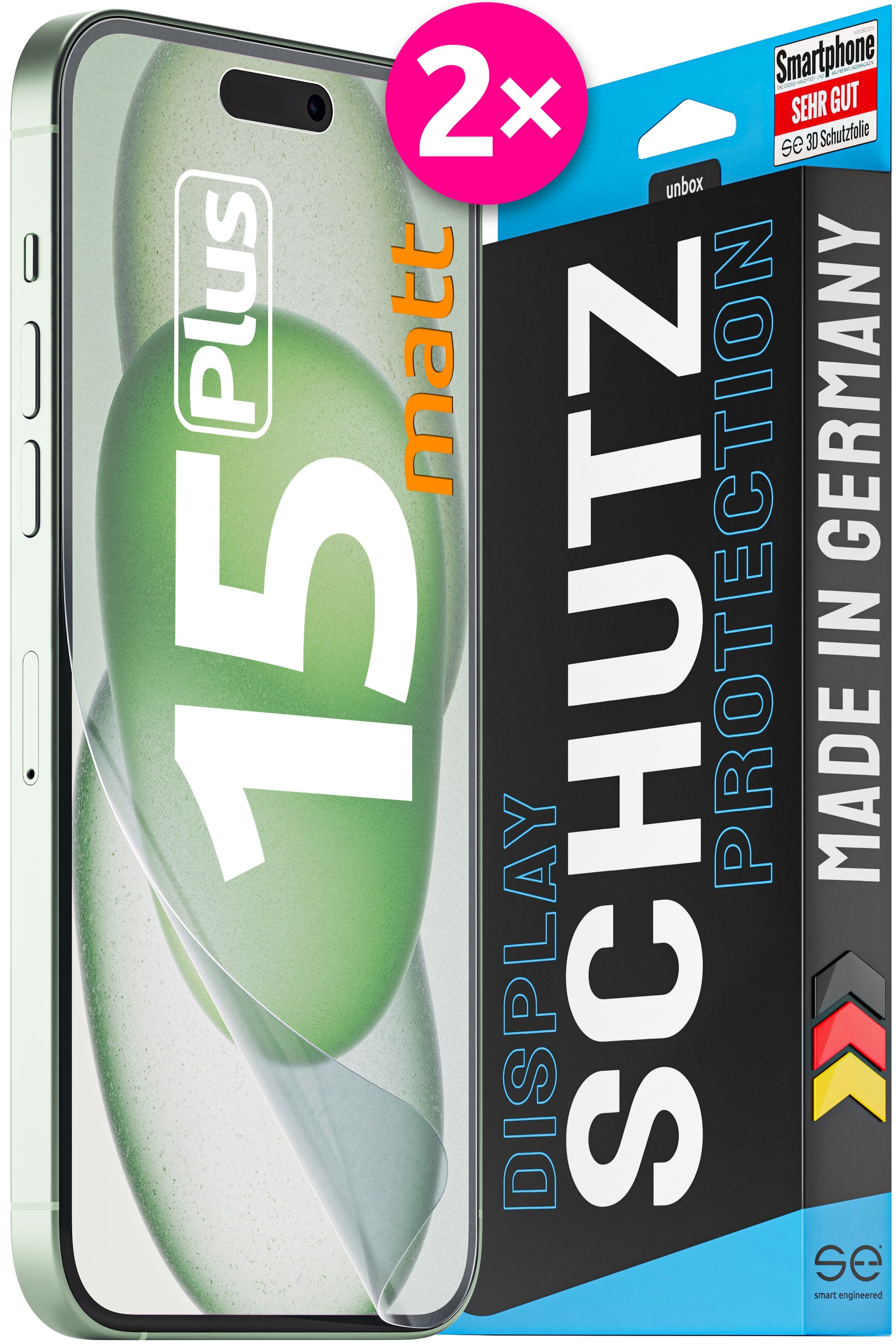 2x 3D Schutzfolie für die Apple iPhone 15 Serie (Transparent, Matt oder Privacy)