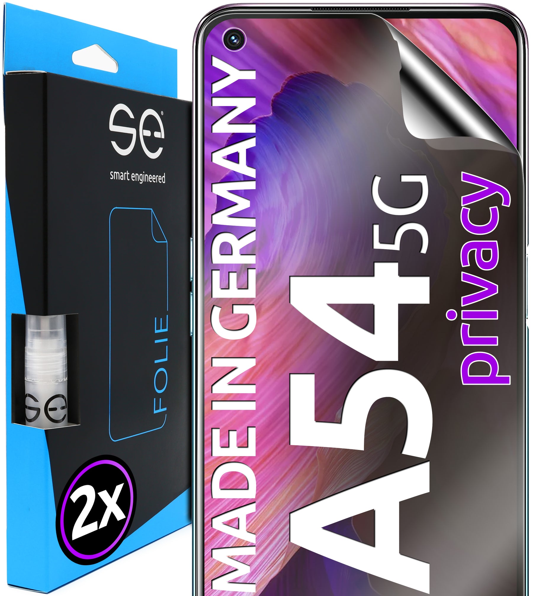 2x se® 3D Screen Protector for the Oppo A54 5G (Transparent, Matte or Privacy)