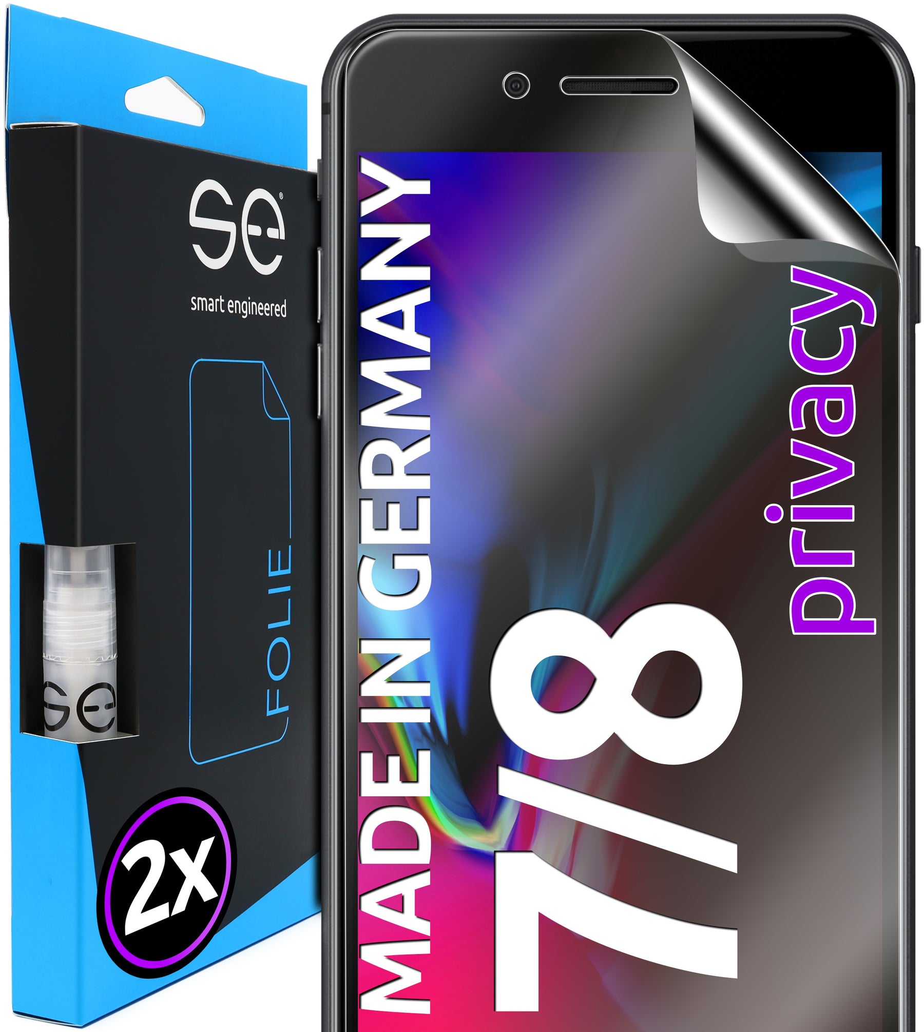 2x 3D Schutzfolie für die Apple iPhone 7/8 Serie (Transparent, Matt oder Privacy)